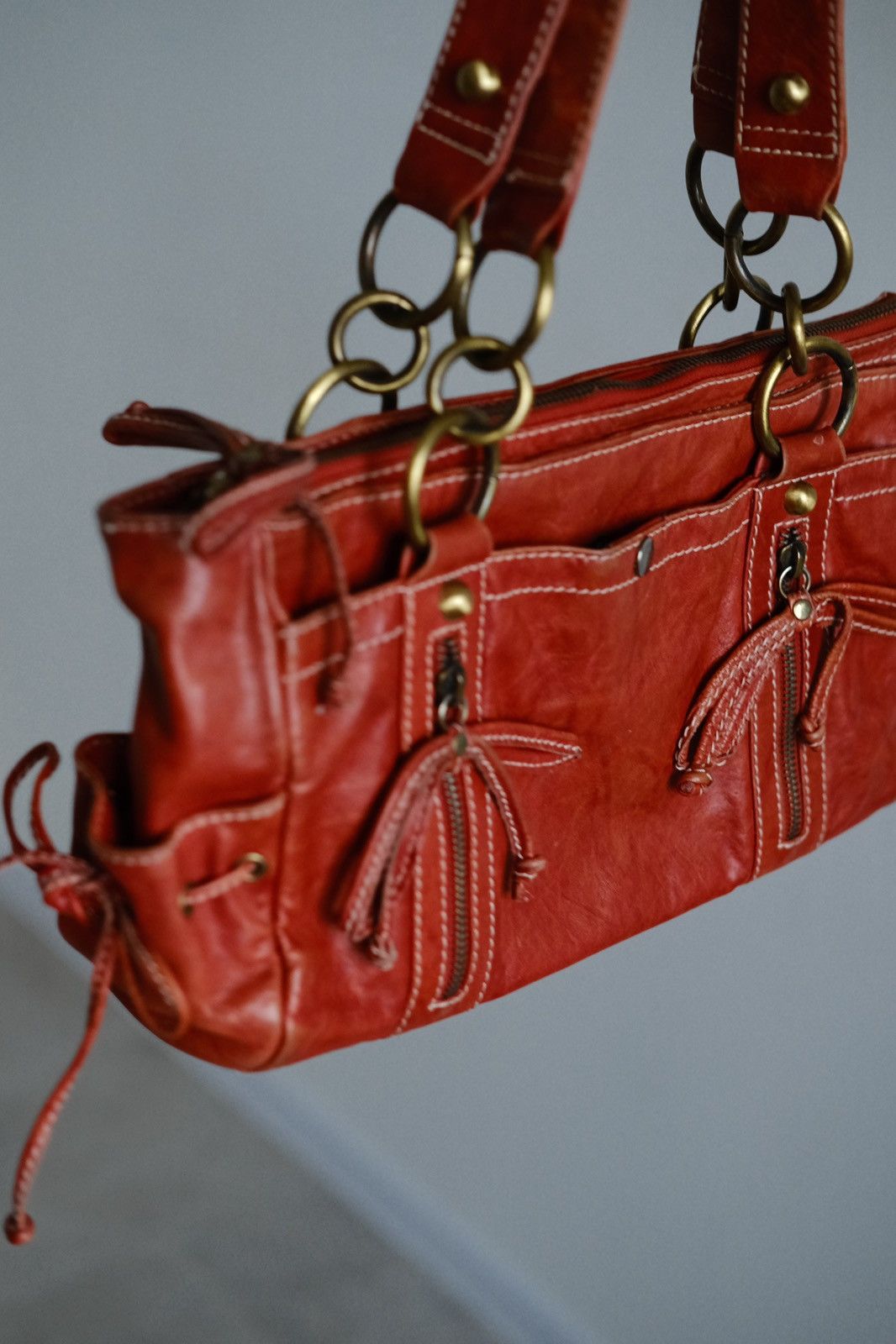 Vintage Red leather y2k grunge bag Size ONE SIZE - 12 Thumbnail