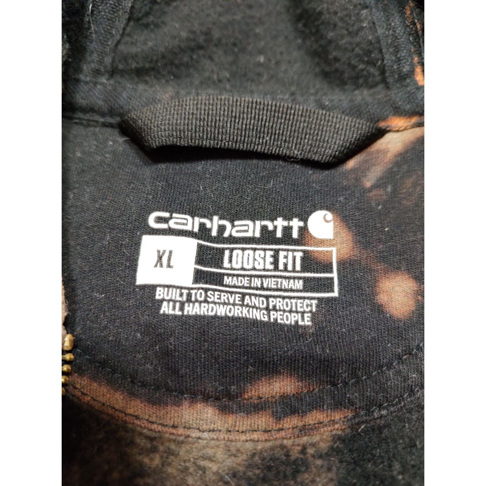 Carhartt VINTAGE Carhartt Hoodie Mens XL Black Full Zip Tie Dye Acid Wash Sweatshirt Loose Fit Size US XL / EU 56 / 4 - 7 Thumbnail