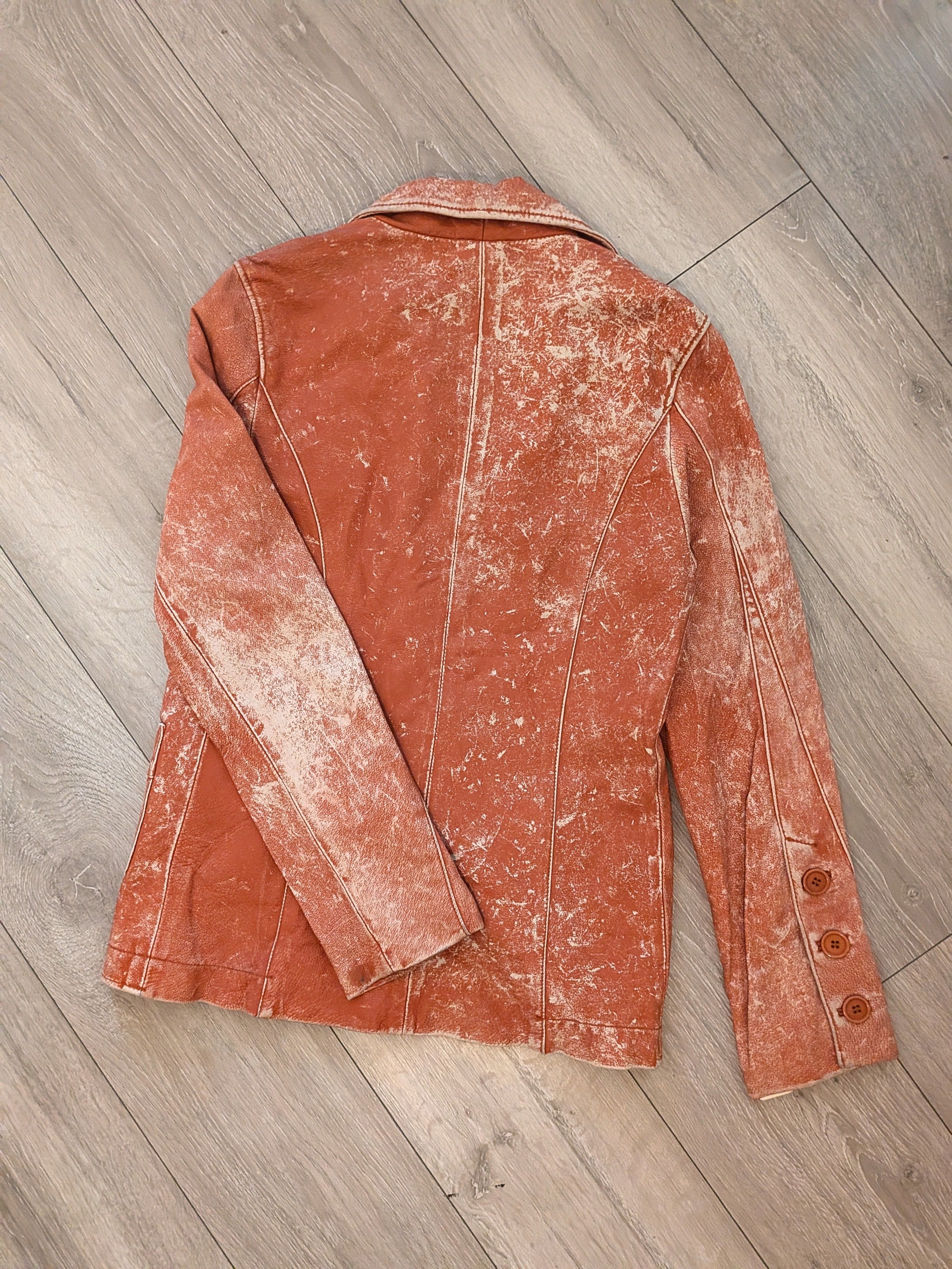 If Six Was Nine Rust Burnt Orange Acid Wash Blazer Leather Jacket Size US XL / EU 56 / 4 - 3 Thumbnail