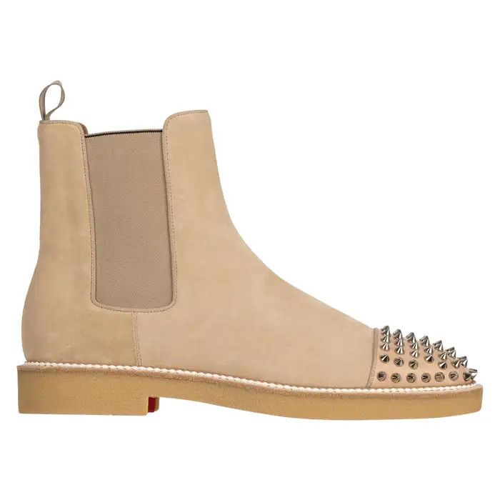 o1s1wg110924 Melon Spikes Flat Calf Boots in Beige