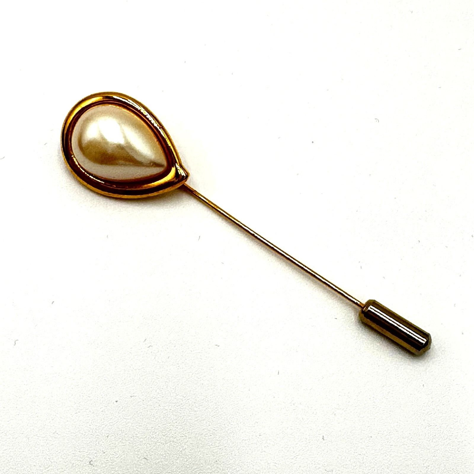 Monet Monet Mark VTG Faux Pearl & Gold Teardrop Brooch Pin 3" Size ONE SIZE - 1 Thumbnail
