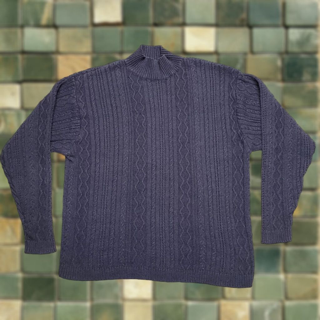 Cutter & Buck VINTAGE Cutter Buck Sweater Mens Large Blue Cable Knit Cotton Rayon Blend Casual Size US L / EU 52-54 / 3 - 1 Thumbnail