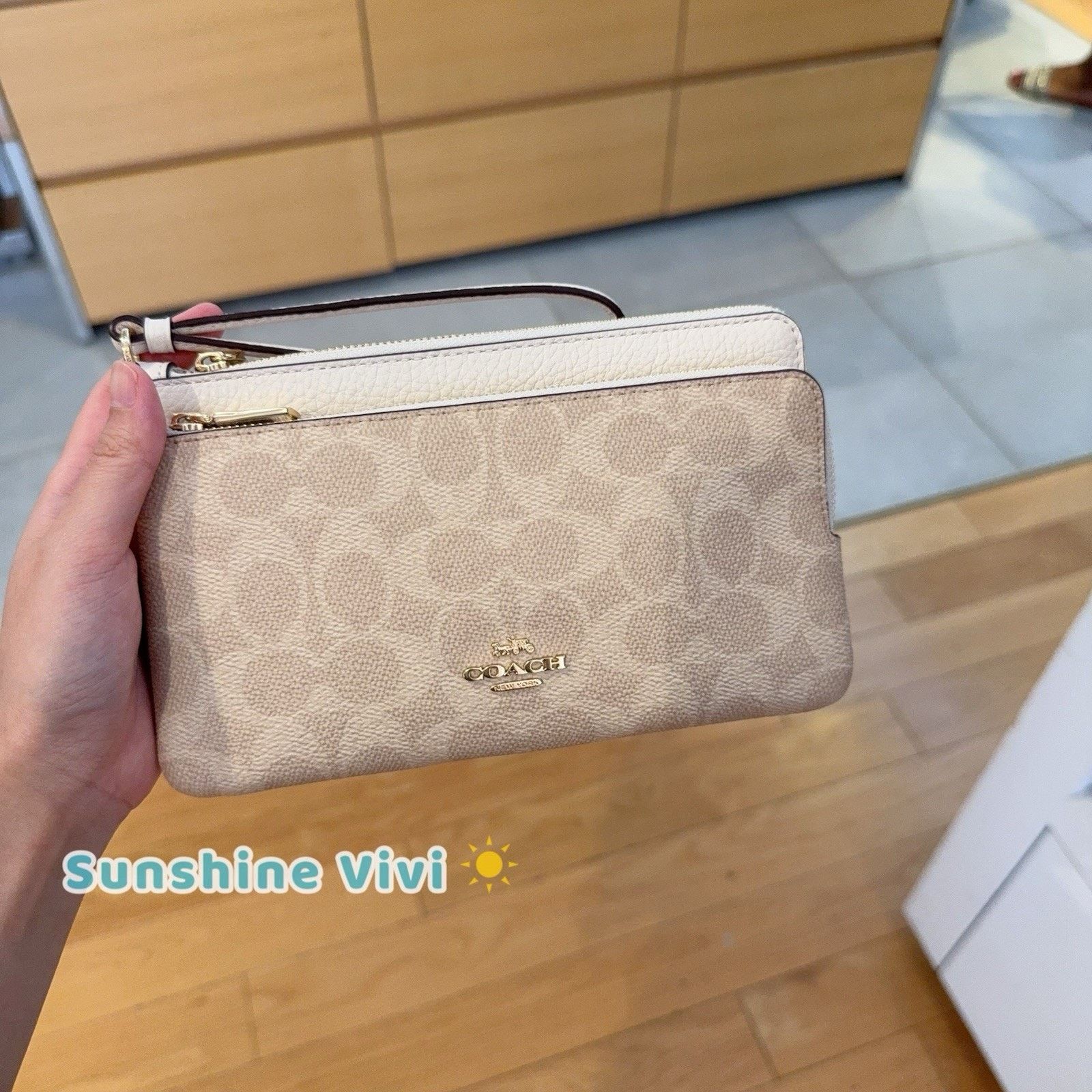 Coach NWT Coach Double Zip Wallet Wristlet Canvas Sand/Chalk CX161 Size ONE SIZE - 2 Thumbnail