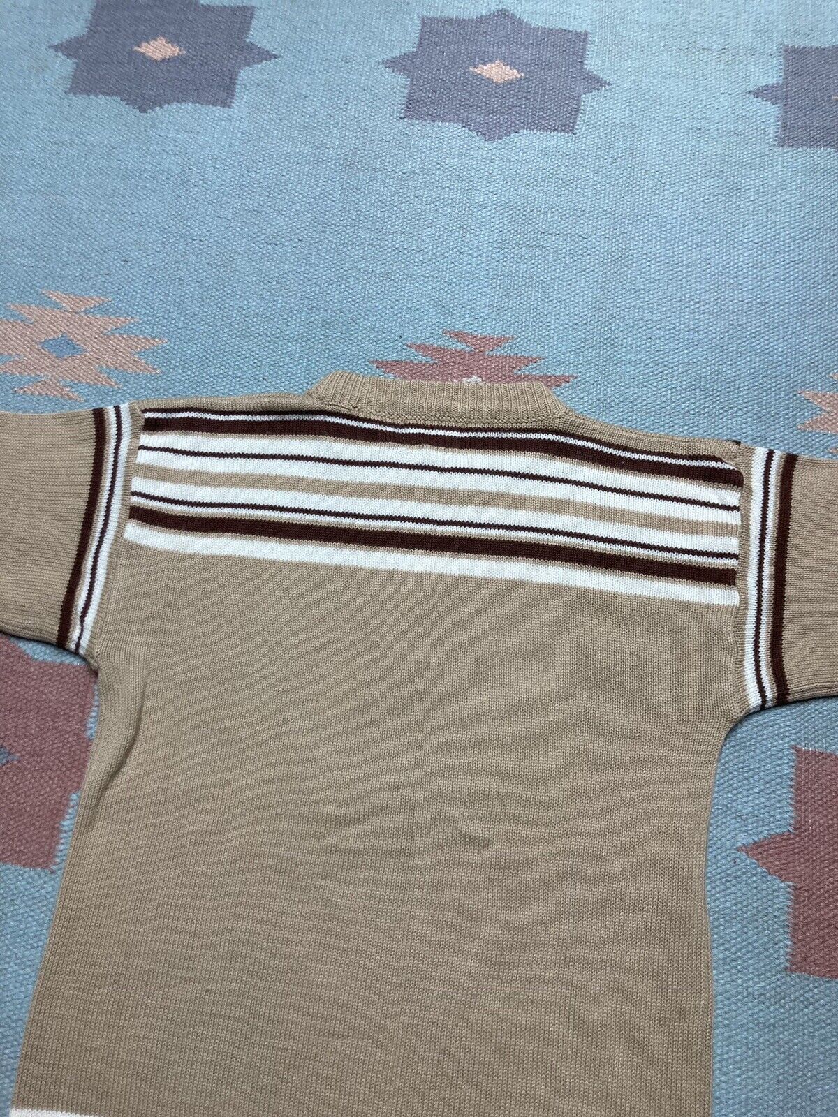 JCPenney × Vintage 70s JCPenney knit sweater striped soft boys medium baby tee Size XS / US 0-2 / IT 36-38 - 6 Thumbnail