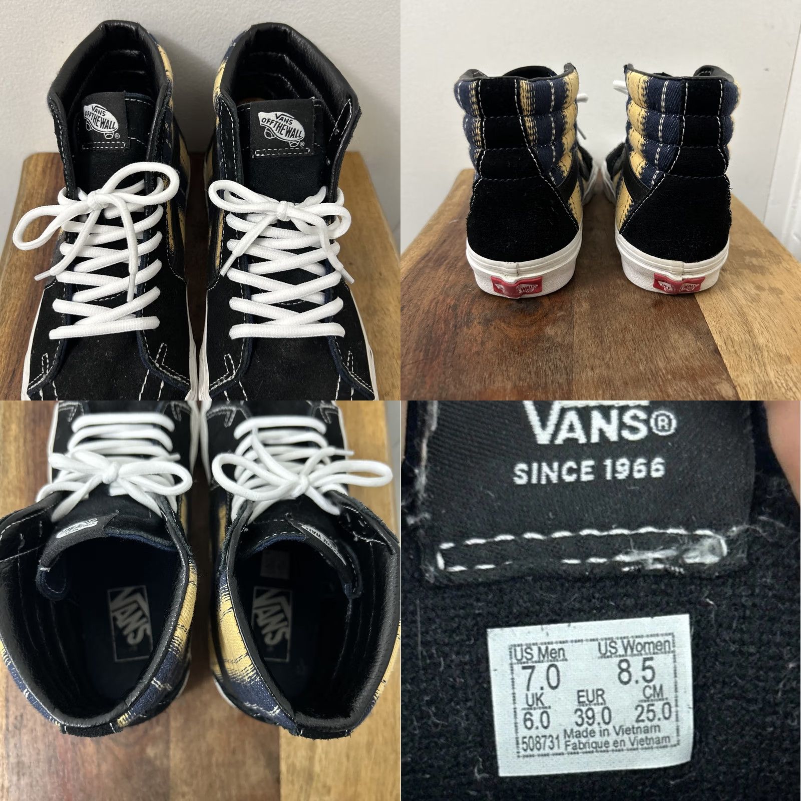 Vans VANS SK8-Hi High Top Canvas Skateboard Shoes Black Unisex Adults Mens Womens 508731 Size 7 Men's / 8.5 Women's Size M / US 6-8 / IT 42-44 - 9 Thumbnail