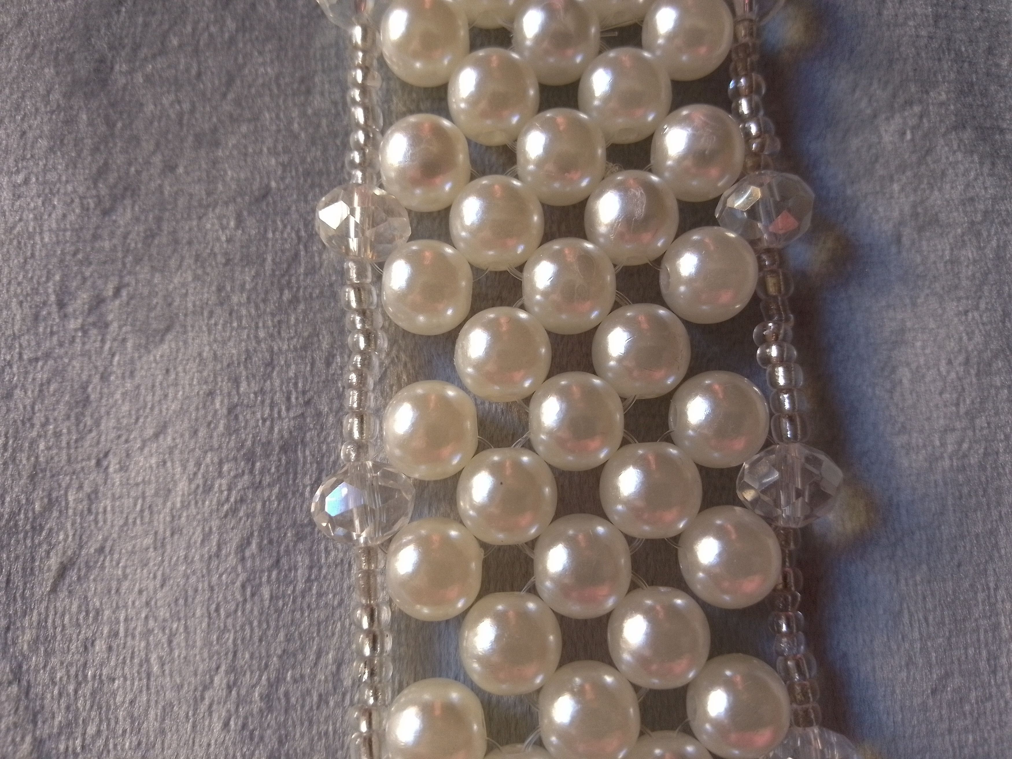 Handmade Bracelet Ivory Pearls Elegant Netted Party Wedding Size ONE SIZE - 4 Thumbnail