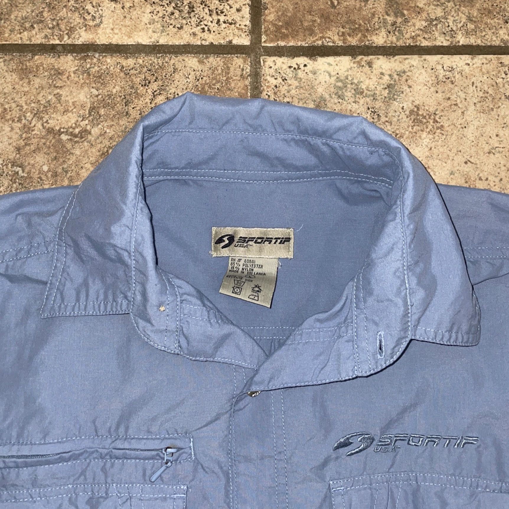 Vintage Sportif Blue Fishing Shirt Mens L Long Sleeve Button-Up Shirt Size US L / EU 52-54 / 3 - 2 Thumbnail