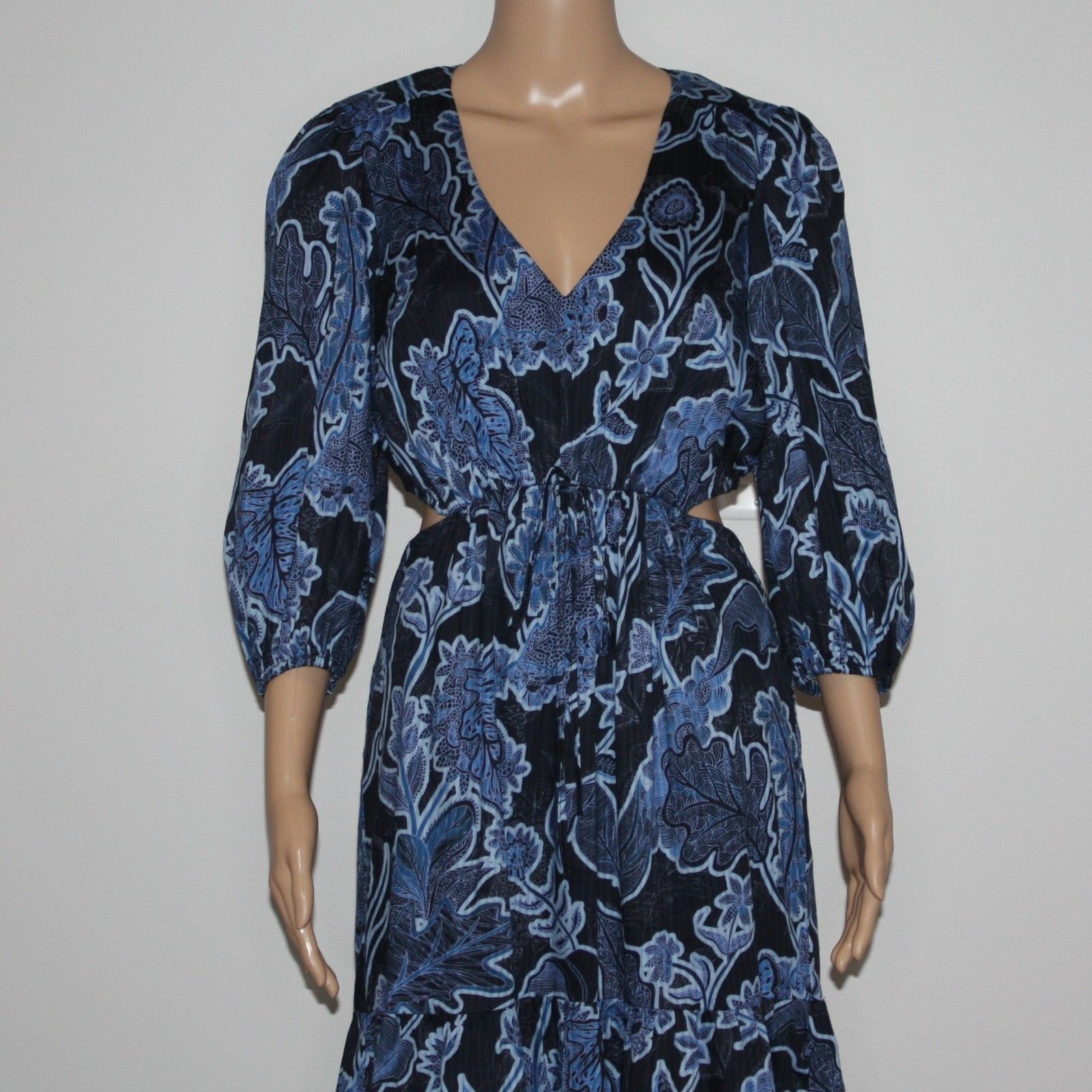 Parker Dixie Printed Tie Waist Marine Safari Blue Dress NWT $348 Size M / US 6-8 / IT 42-44 - 3 Thumbnail