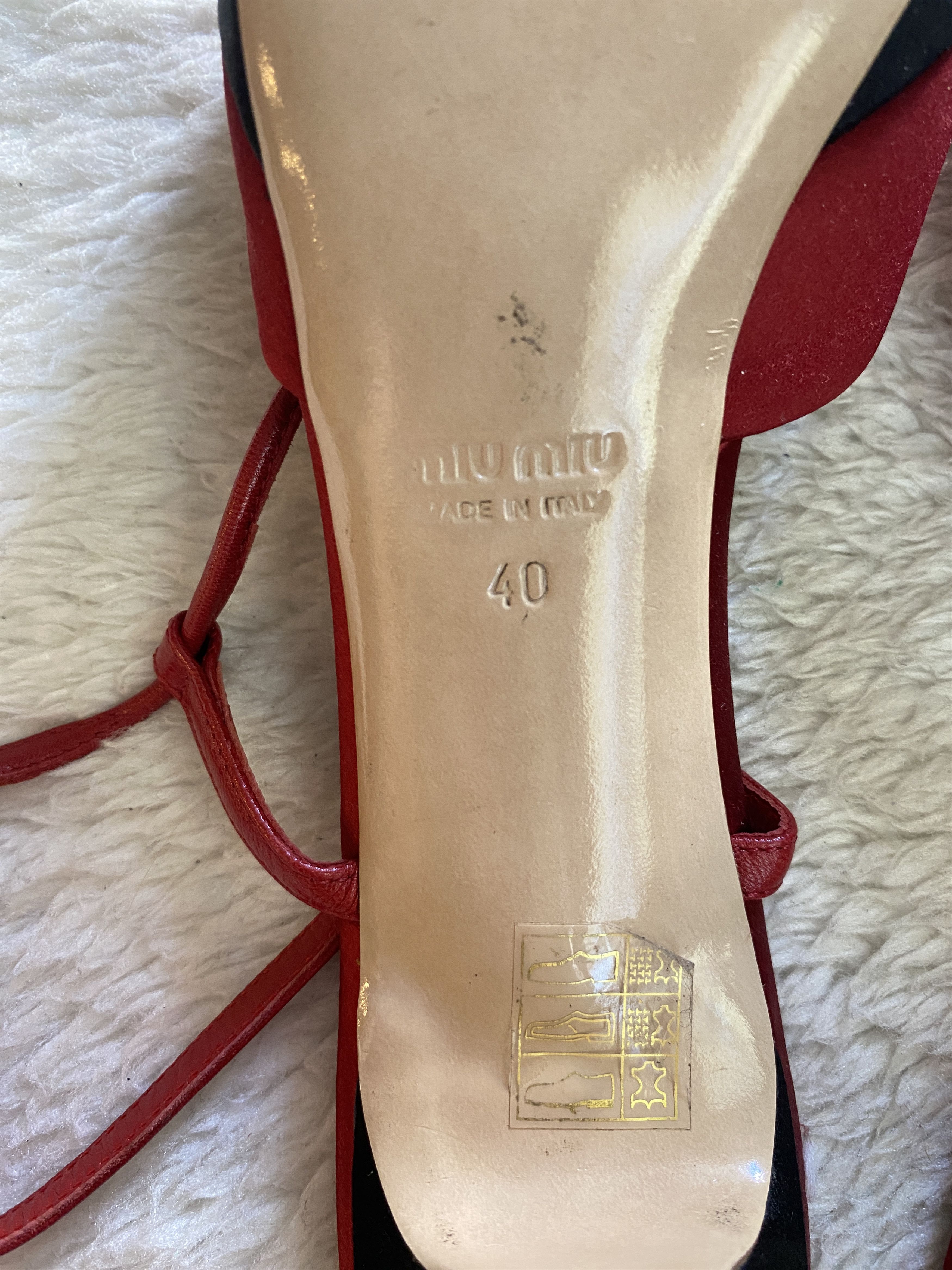 Miu Miu Miu Miu Silk Peep Toe Sandals – Red & Black Size US 10 / IT 40 - 13 Thumbnail