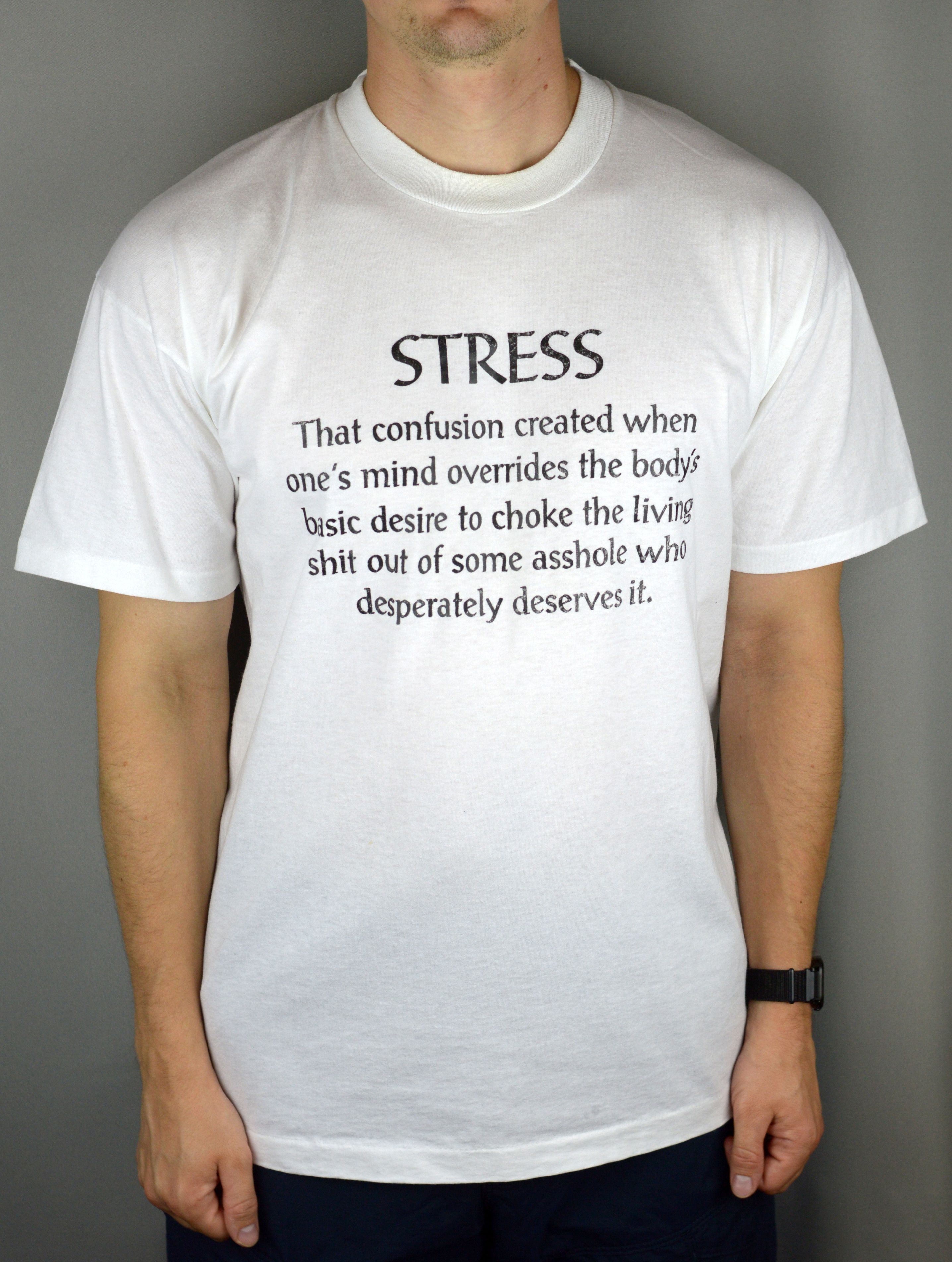 Vintage Vintage Stress 90s t shirt Size US XL / EU 56 / 4 - 1 Thumbnail
