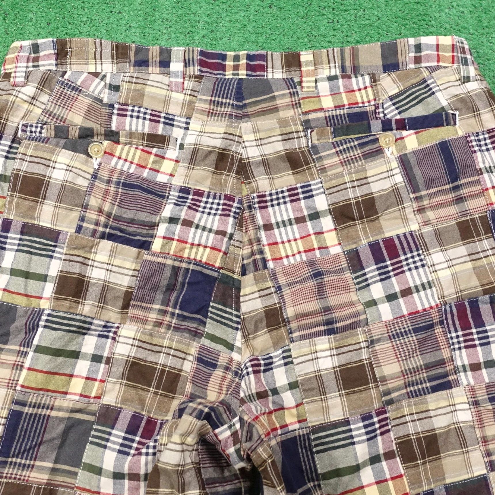 Nautica Nautica Bermuda Shorts Mens 36 Multicolor Plaid Patchwork Relaxed Canvas Pocket Zip Front Button Closure Flat Front Preppy Casual Summer Size US 36 / EU 52 - 4 Thumbnail