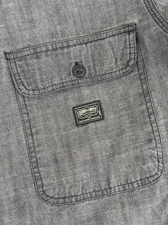 Polo Ralph Lauren 2000s Ralph Lauren Grey Denim Shirt American Flag Patch Size US L / EU 52-54 / 3 - 9 Thumbnail
