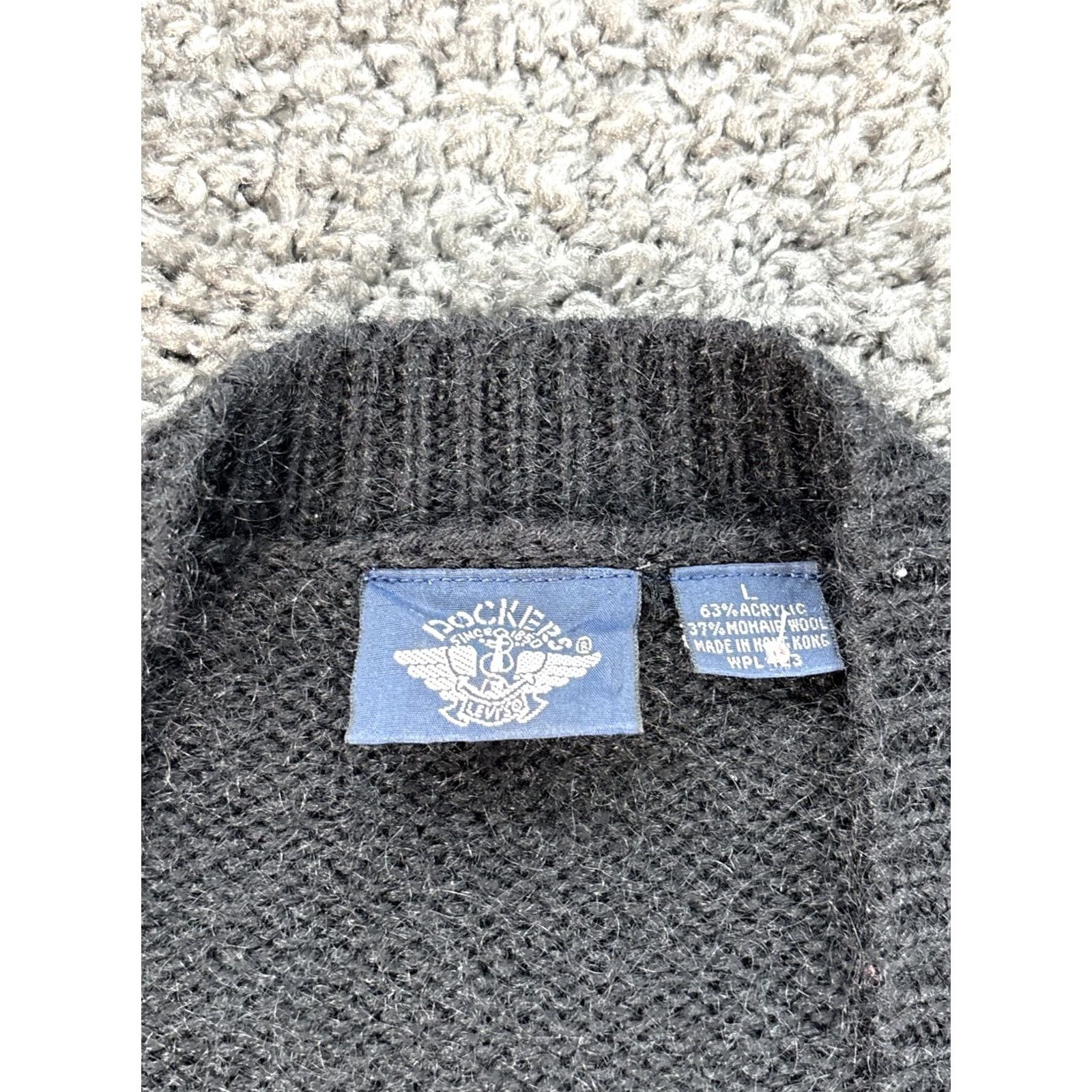Dockers VINTAGE Dockers Cardigan Sweater Womens Large Mohair Vneck Chunky Knit Black 90s L Womens Size L / US 10 / IT 46 - 4 Thumbnail