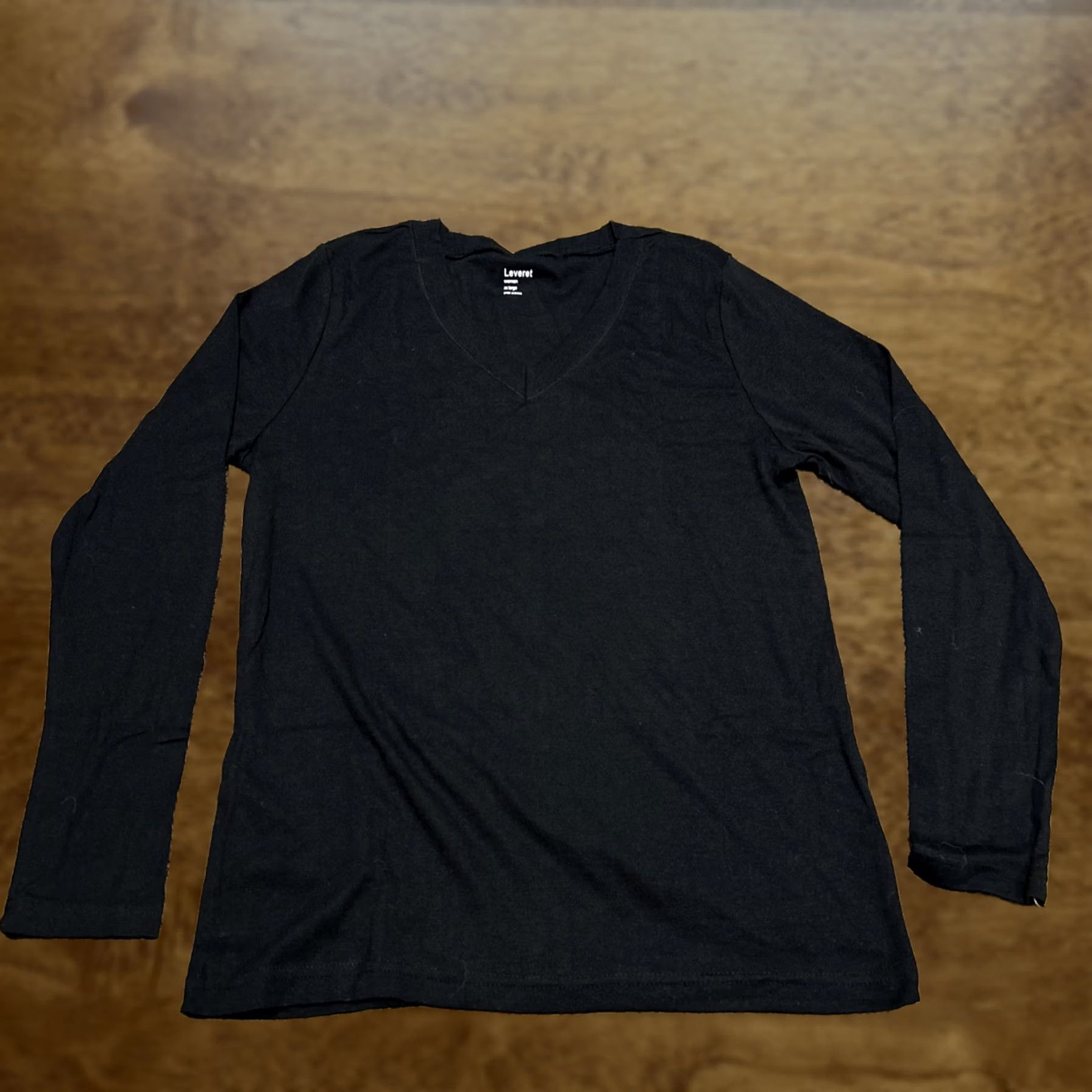 Vintage Leveret Blouse Shirt Women 2XL Black V-Neck Long Sleeve Nwt Cotton Basic Classic Shirt Womens Size XXL / US 16-18 / IT 52-54 - 1 Thumbnail
