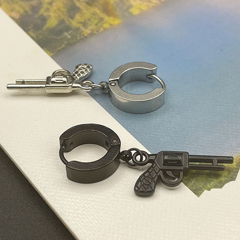 Jewelry × Sterling Silver Revolver One pairs Vintage Earrings Gothic Punk Jewelry Size ONE SIZE - 2 Thumbnail