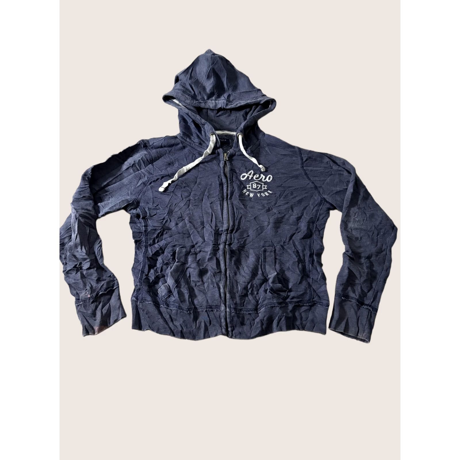 Aeropostale Aeropostale Hoodie Womens Large Blue Fleece Full Zip Aero 87 Logo Sweatshirt Size L / US 10 / IT 46 - 1 Thumbnail