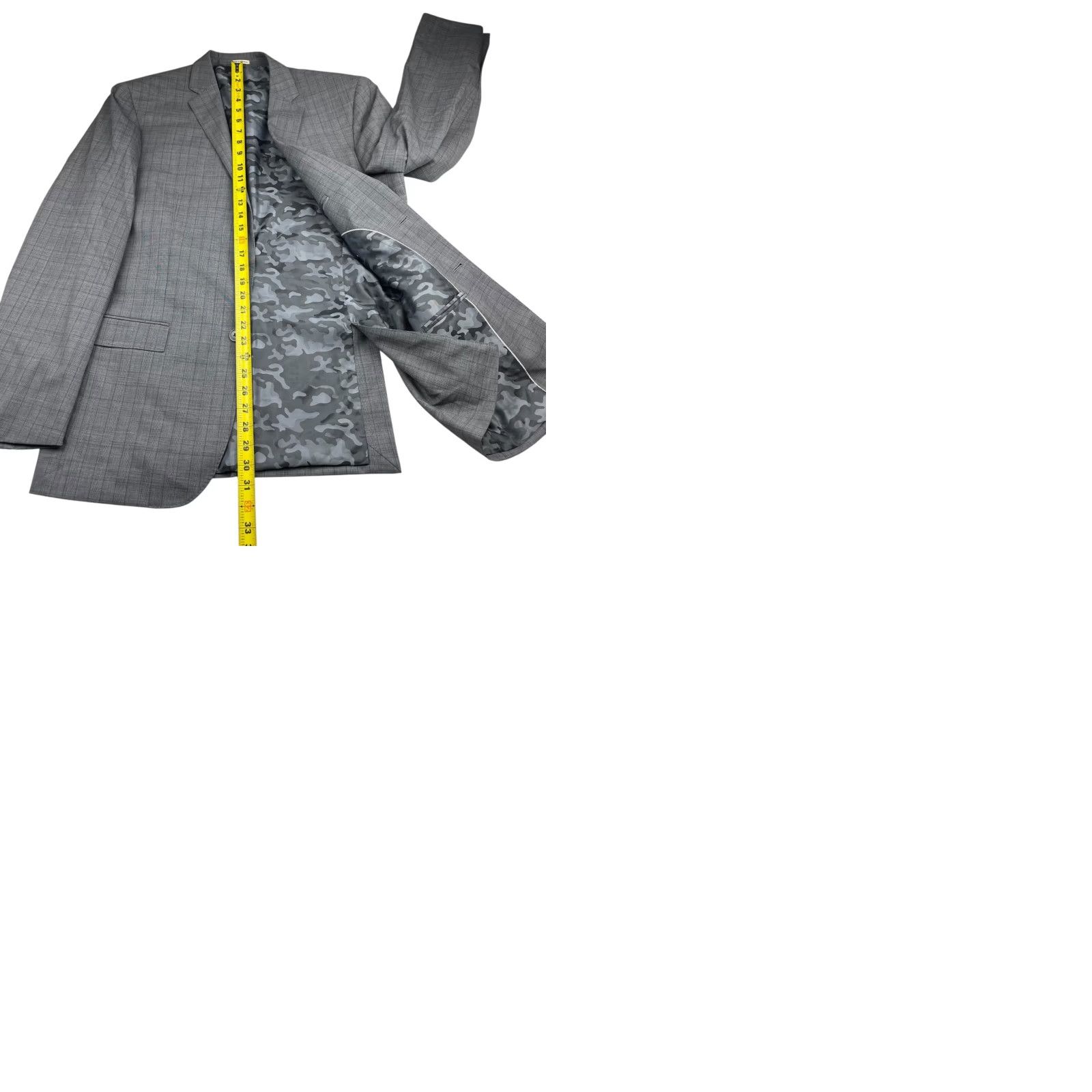 Joseph Abboud Joseph Abboud Blazer Jacket Men 42L Gray Plaid 100% Wool Slim Fit 2-Button Vent Notch Lining Camouflage Long Coat/Jacket Size 42R - 9 Thumbnail