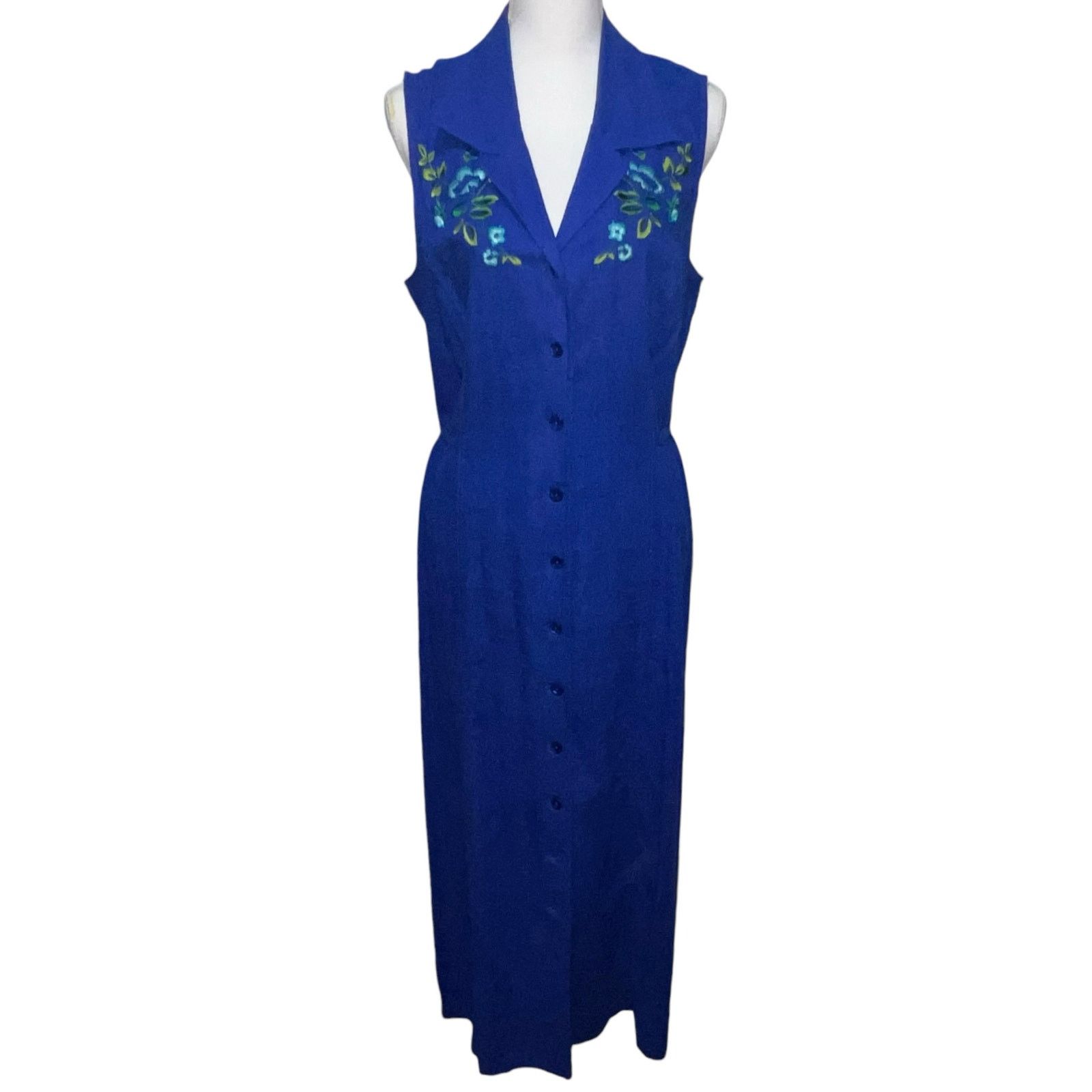 Other VTG Melissa Harper Blue Sleeveless Maxi Dress Embroidery 12 Size XL / US 12-14 / IT 48-50 - 1 Thumbnail