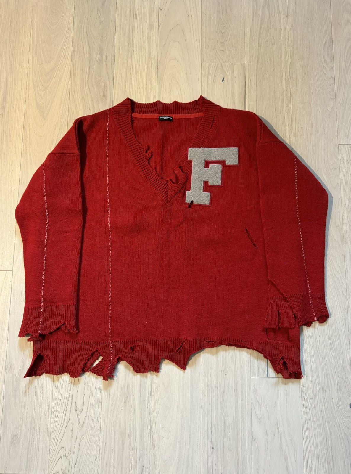 Raf Simons Raf Simons Redux Oversized Destroyed V-Neck Sweater Size US XXL / EU 58 / 5 - 2 Thumbnail