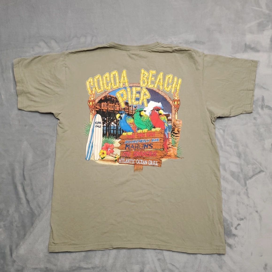 Vintage VINTAGE Cocoa Beach Pier Shirt Mens L Green Surf Boardwalk Marlins Y2K Florida Shirt Size US L / EU 52-54 / 3 - 4 Thumbnail