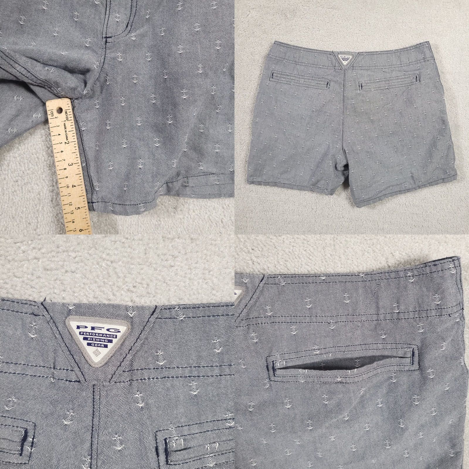 Nautica Columbia PFG Anchor Print Shorts Womens 12 Blue Nautical Fishing Outdoors 33X5.5 Size 34" / US 12 / IT 48 - 8 Thumbnail