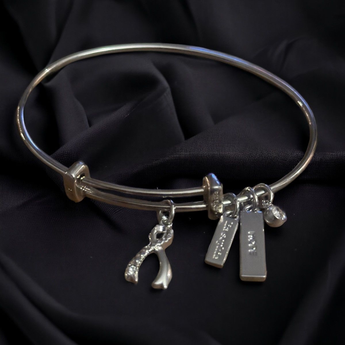 Other Lia Sophia rhinestone ribbon Hope charm bangle bracelet Size ONE SIZE - 2 Thumbnail