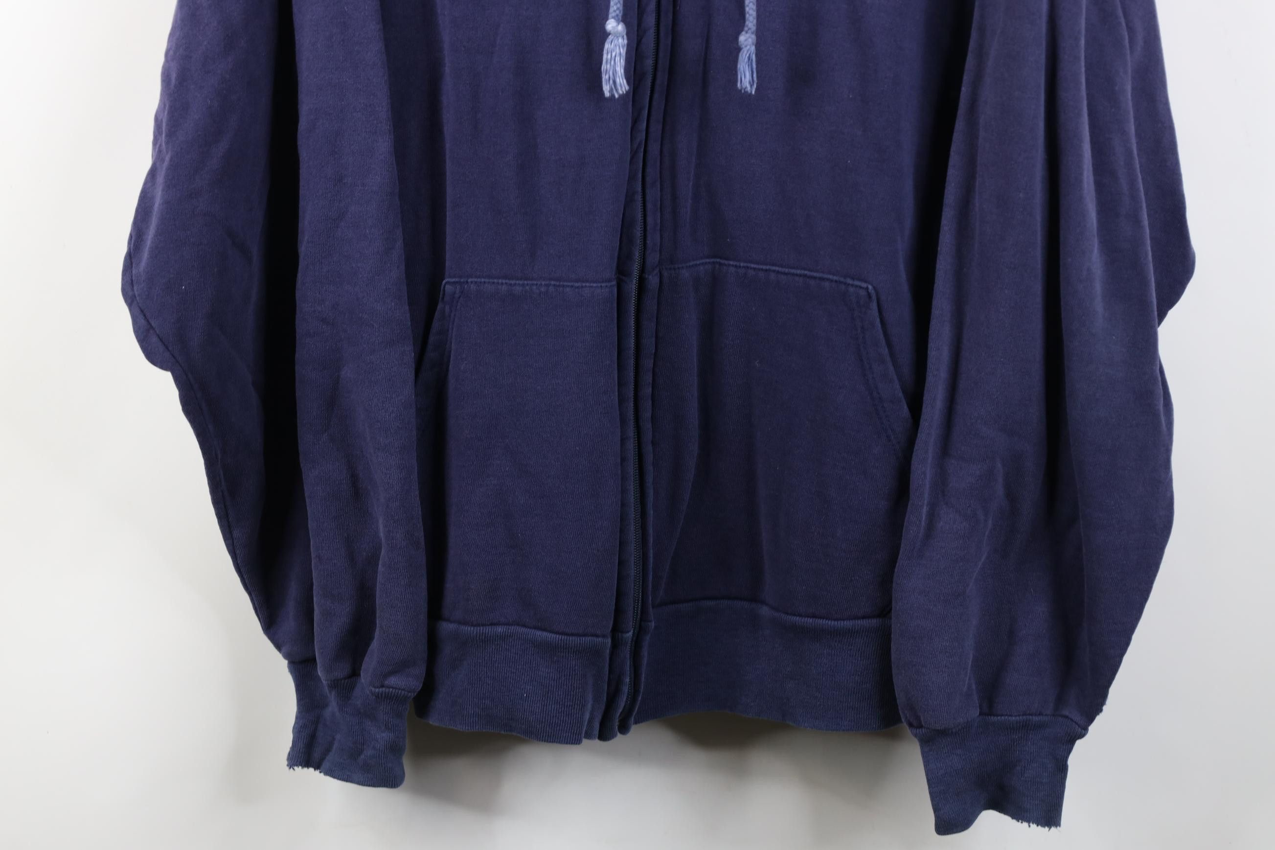 Vintage Vintage 90s Streetwear Blank Full Zip Hoodie Sweatshirt Blue Size US XL / EU 56 / 4 - 3 Thumbnail