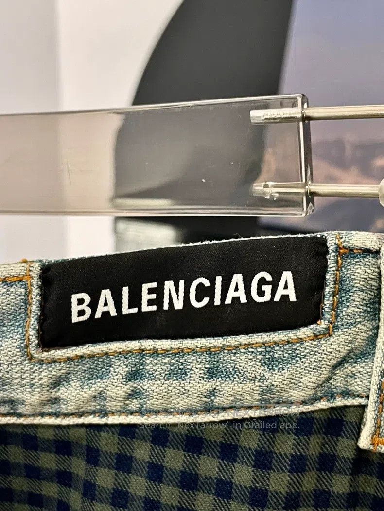 Balenciaga Balenciaga size L Mixed Shirt Button Straight Loose Blue D Size US 27 - 3 Thumbnail