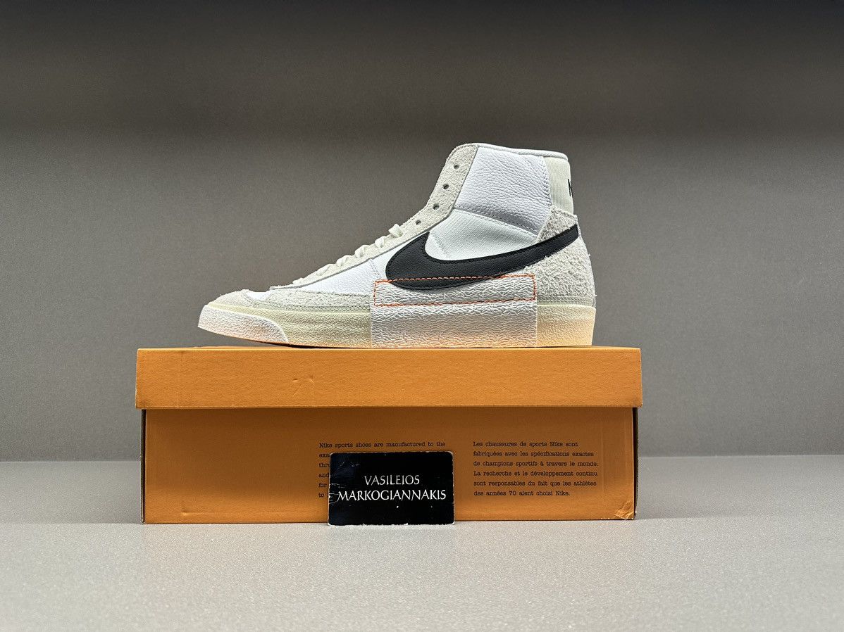 image of Nike Blazer Mid 77 Pro Club White Black Light Bone Summit Shoes, Men's (Size 12)
