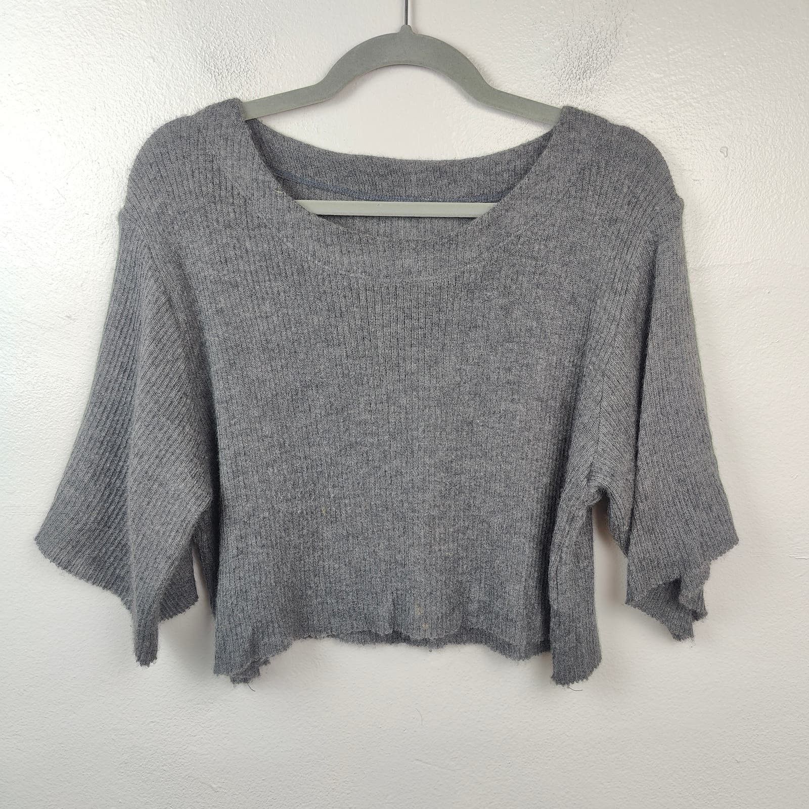 image of The Elder Statesman Cropped Cashmere Sweater Womens Small in Grey