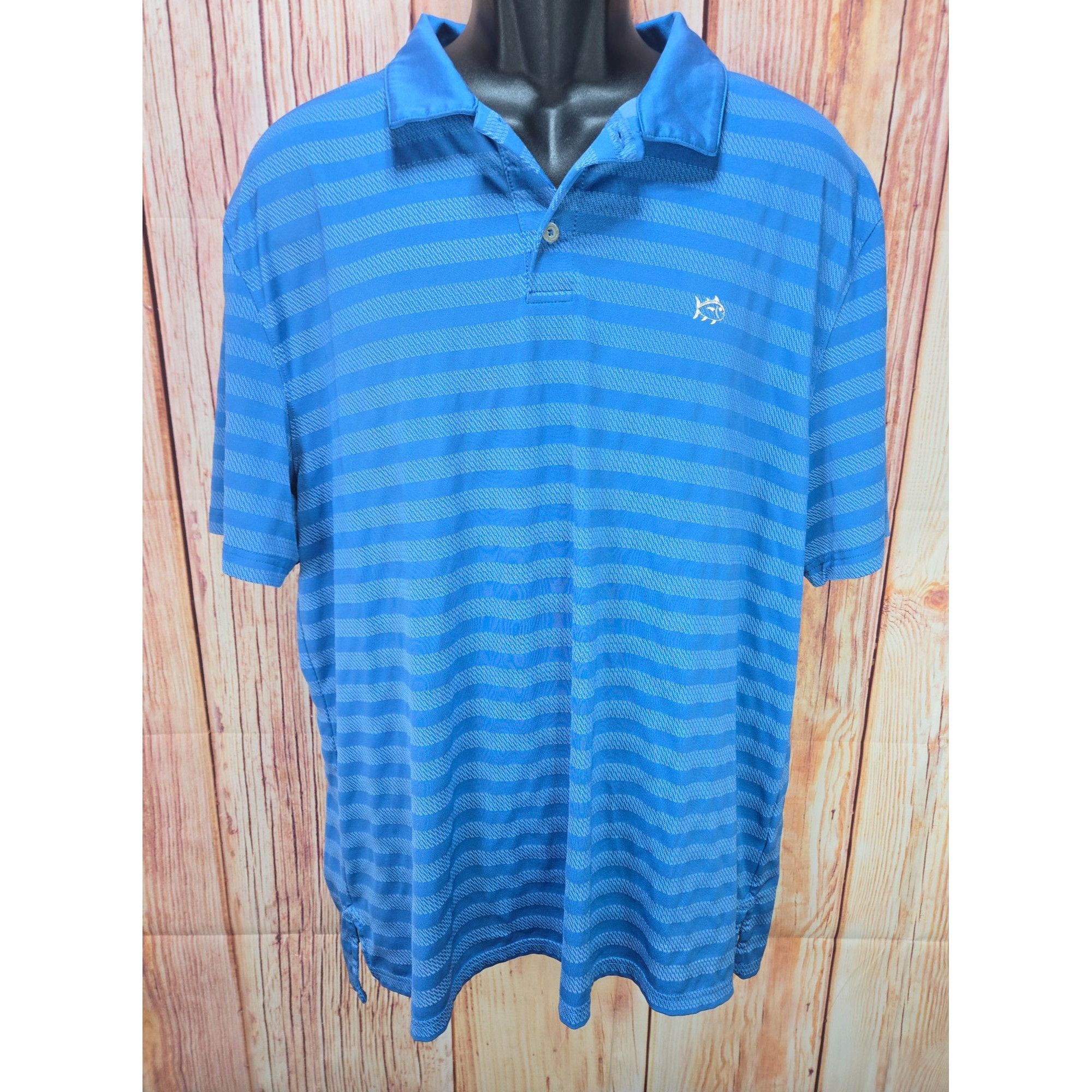 Southern Tide Southern Tide Mens XL Blue Vented Striped Polo Shirt Size US XL / EU 56 / 4 - 1 Thumbnail