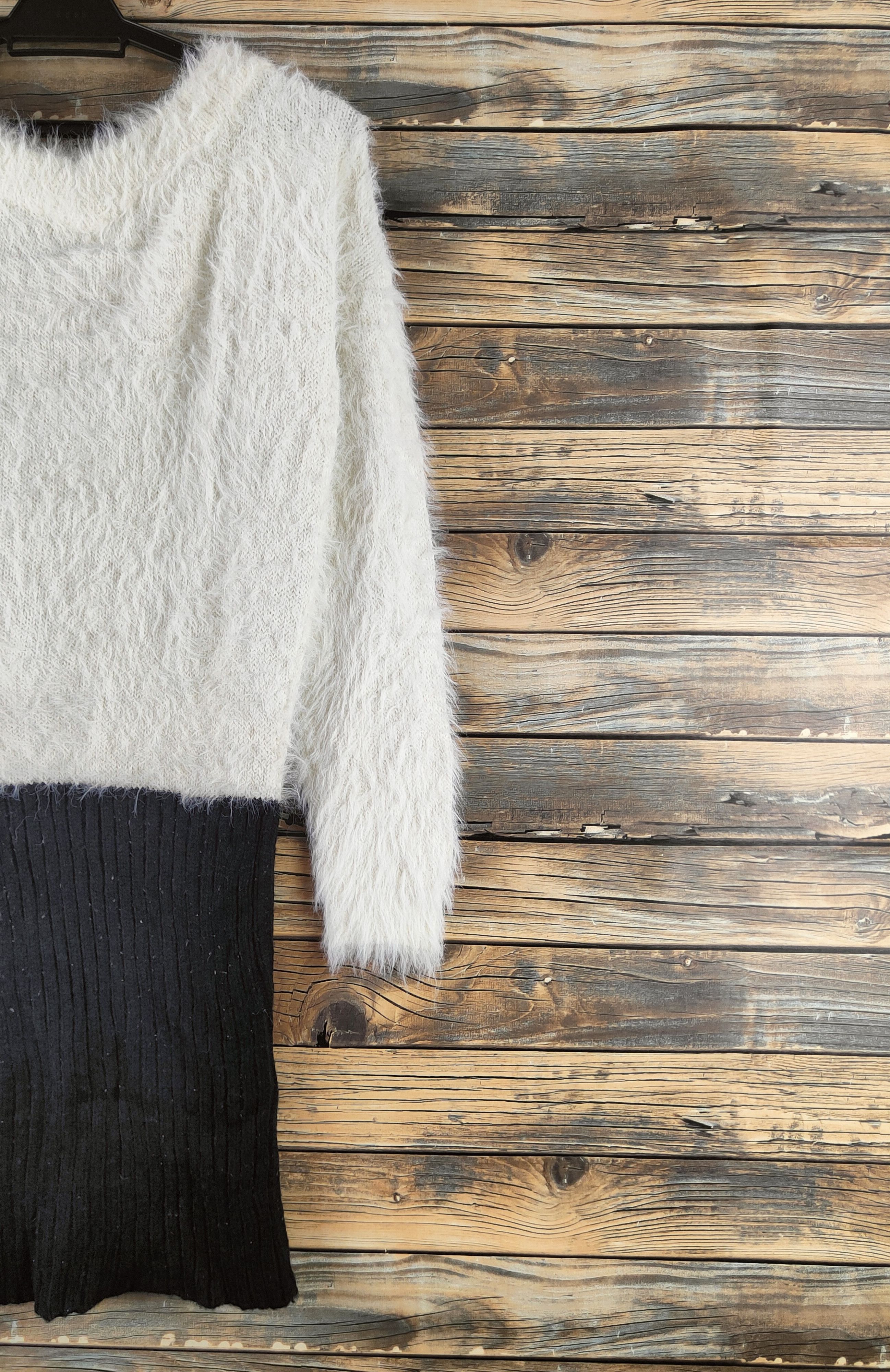 Japanese Brand DL Cecil McBee Black White Fur Mohair Knitwear #46-576 Size M / US 6-8 / IT 42-44 - 9 Thumbnail