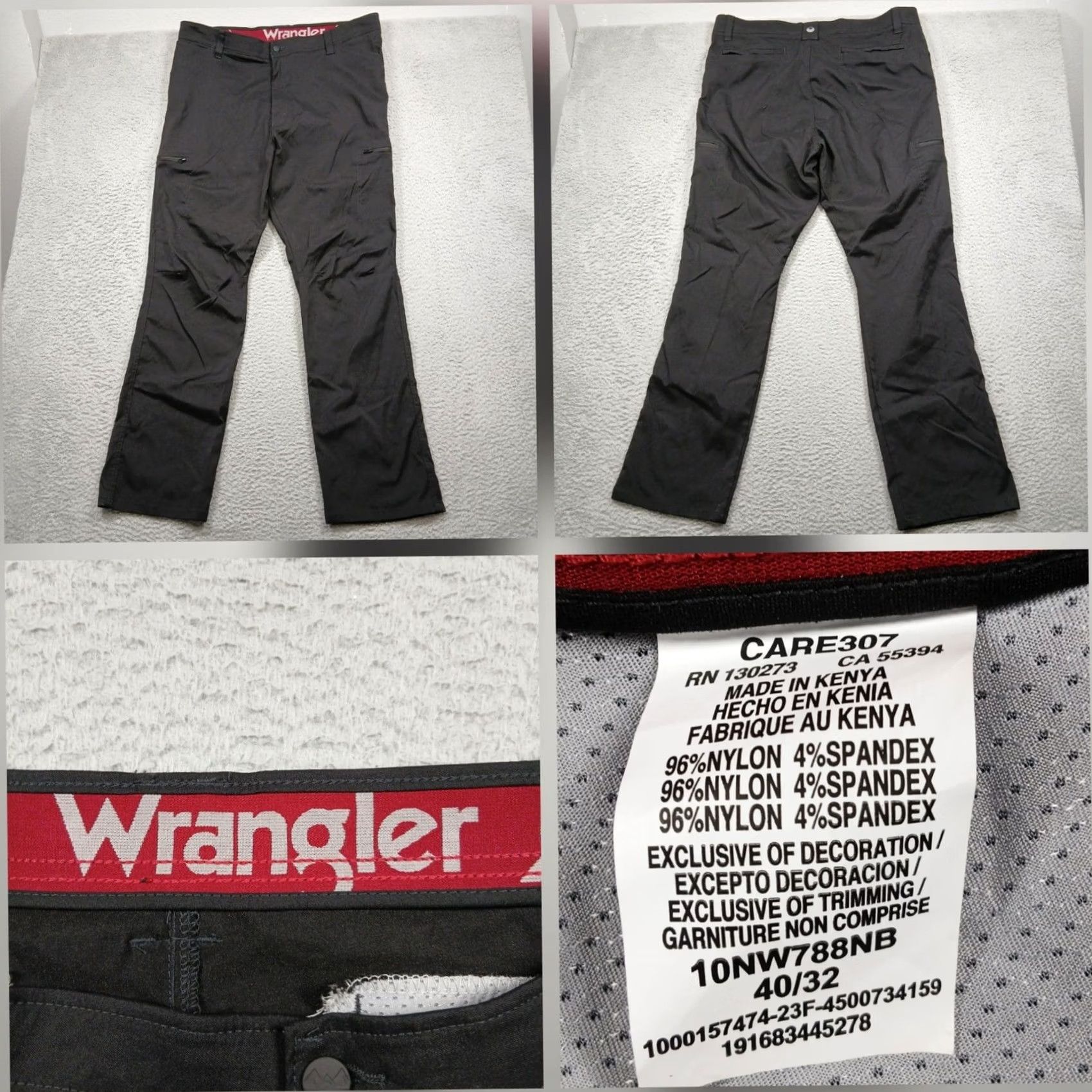 Wrangler VINTAGE Wrangler Outdoor Cargo Pants Mens 40x32 Black Nylon Spandex Cargo Pocket Zip Snap Straight Leg EUC Size US 40 / EU 56 - 2 Thumbnail