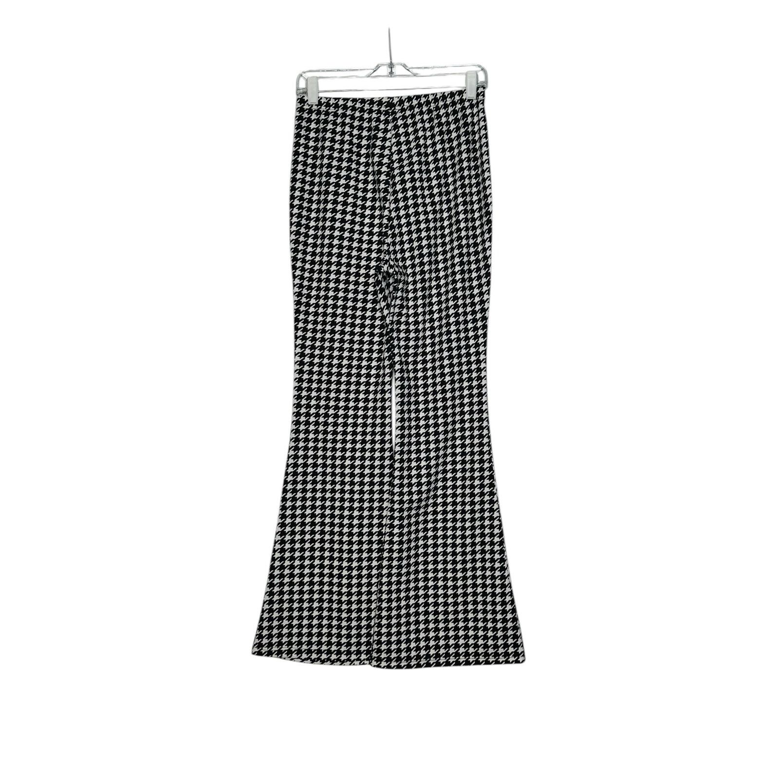 Shein SHEIN black white houndstooth flare pull on pants size M Size 28" / US 6 / IT 42 - 2 Thumbnail