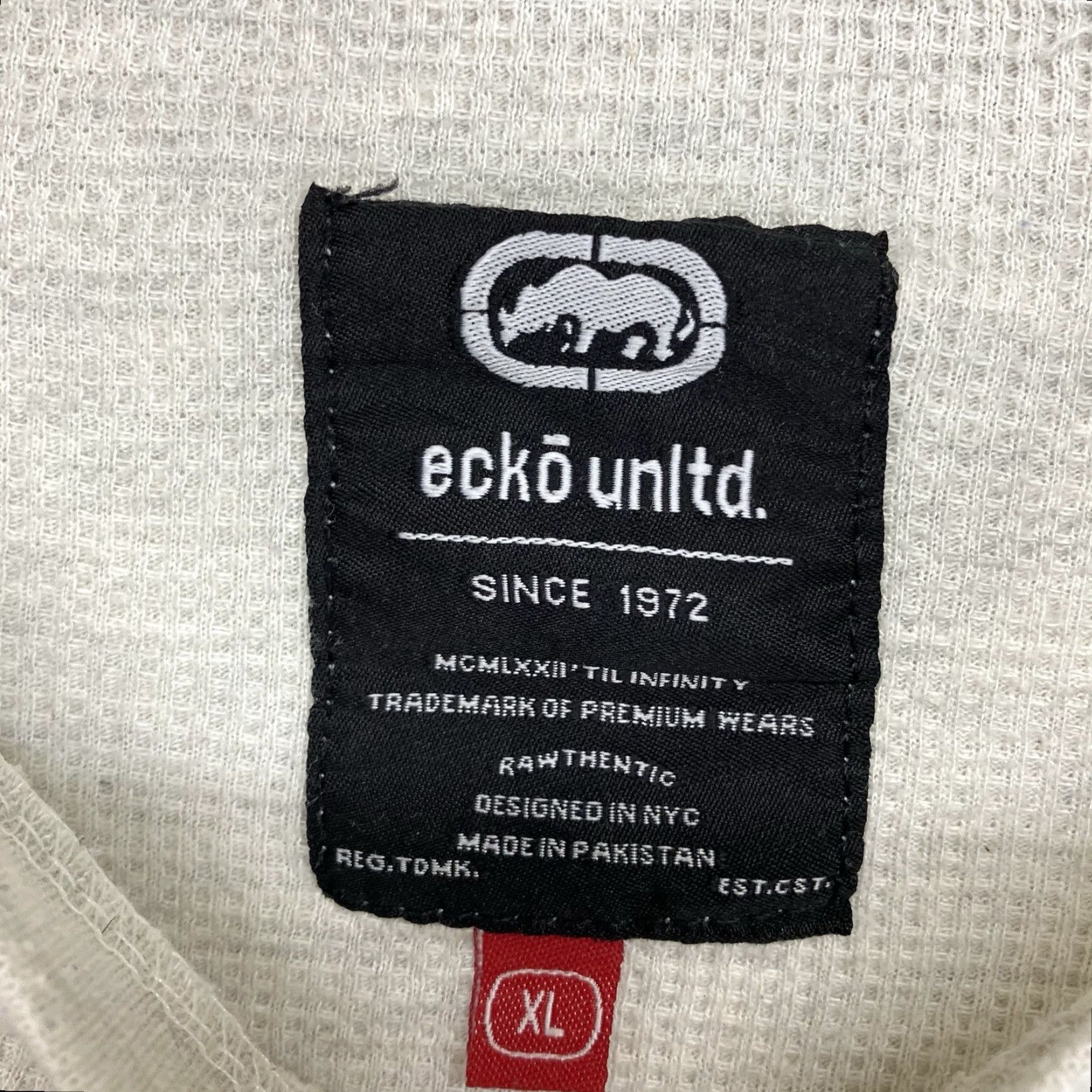 Ecko Unltd. VINTAGE ECKO UNLTD Thermal Waffle Long Sleeve Shirt XL Raglan Gray 90s Hip Hop Streetwear Rhino Mens Slim Shirt Size US XL / EU 56 / 4 - 3 Thumbnail