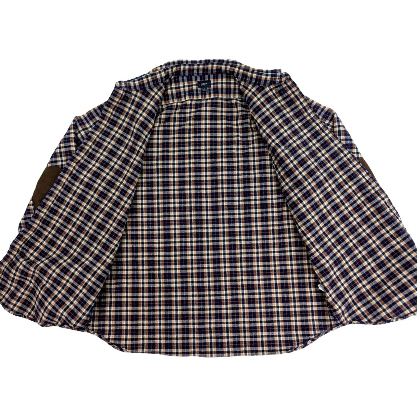 J.Crew VINTAGE J.CREW Rugged Flannel Shirt Men XL Elbow Patch Brown Red Cotton Size US XL / EU 56 / 4 - 4 Thumbnail
