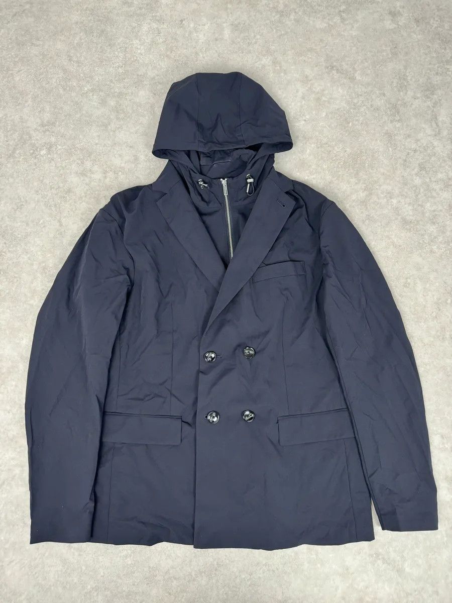 Emporio Armani 2010s Emporio Armani Multi Zip Windbreaker Navy Layered Hooded Jacket Size US M / EU 48-50 / 2 - 2 Thumbnail