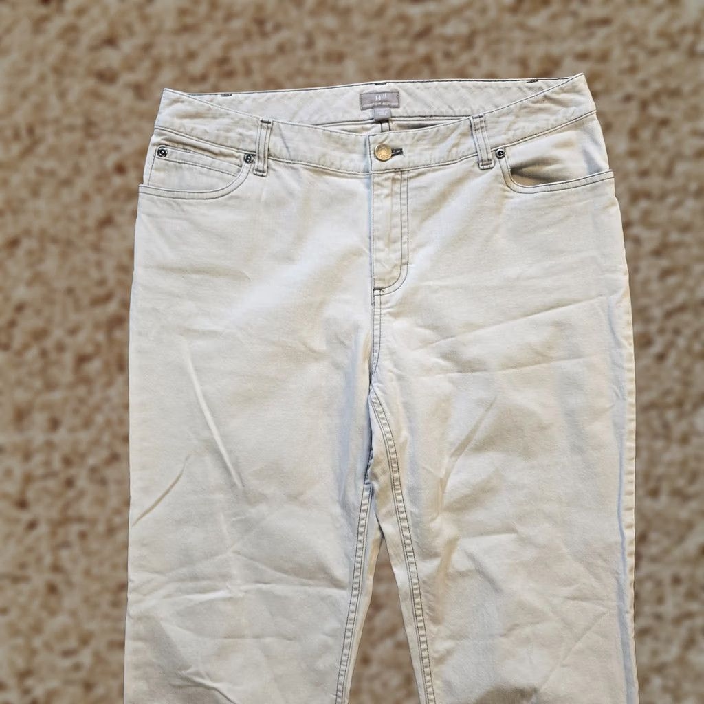 J. Jill J Jill Jeans Women 10 White Denim Slim Ankle Mid Rise Classic 5-Pocket Zipper Button Grayish-white Vintage? No Size 32" / US 10 / IT 46 - 1 Thumbnail
