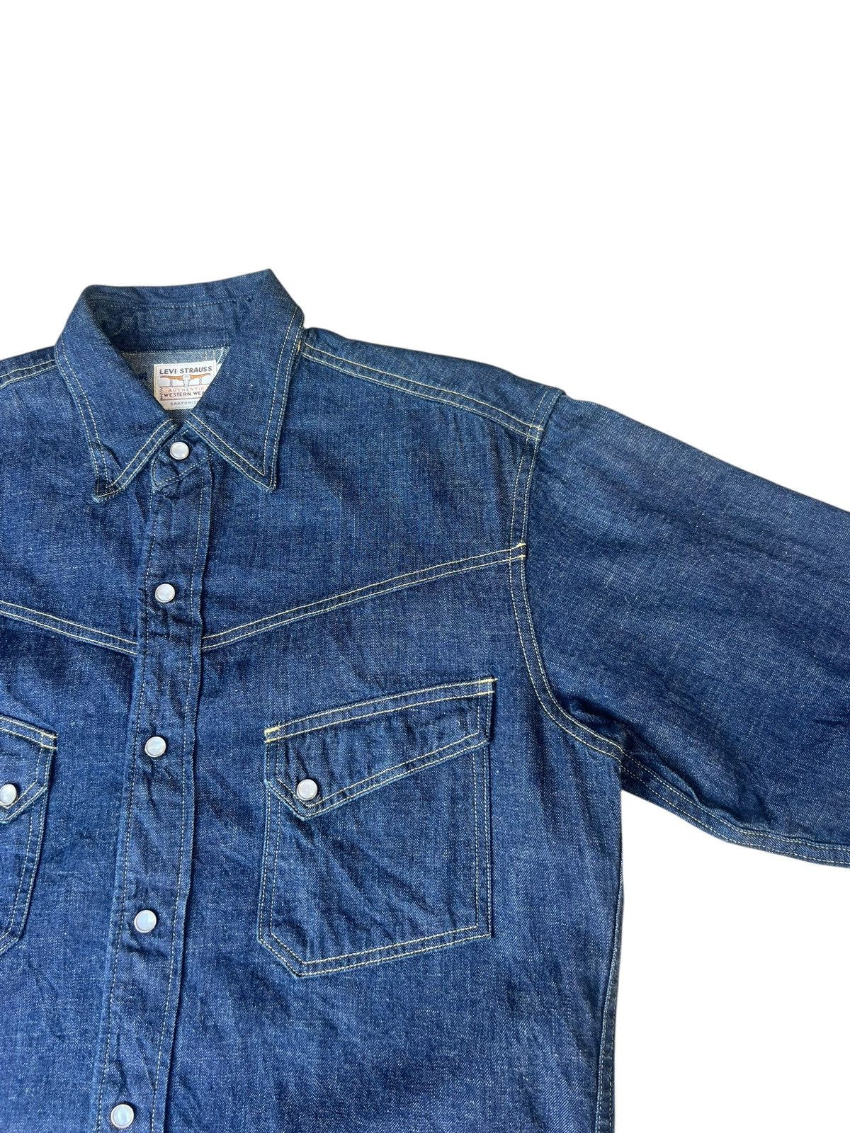 Levi's Vintage Clothing Vintage 2000 Levi’s Long Horn Big E Denim Western Shirt Size US M / EU 48-50 / 2 - 10 Thumbnail
