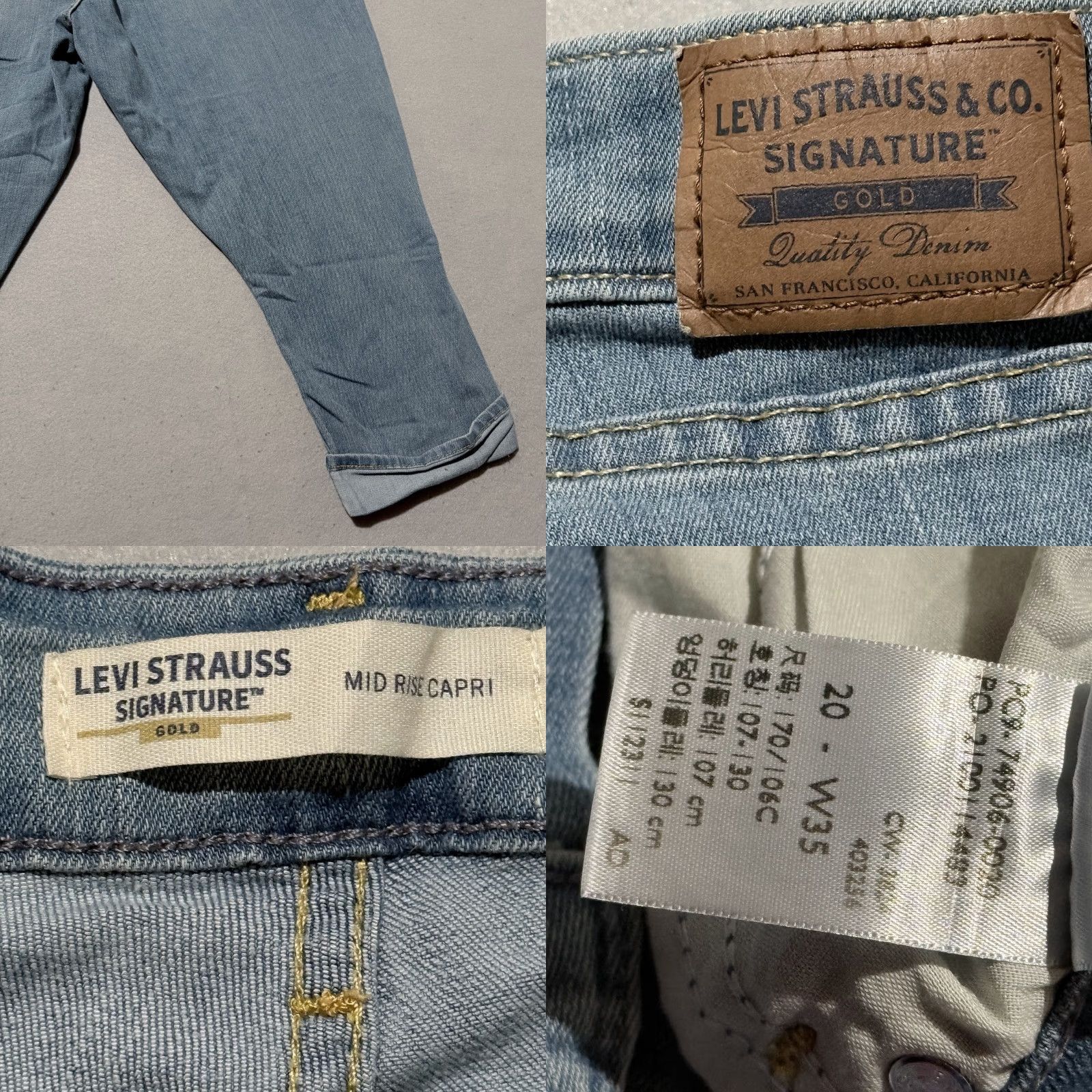 Levi's Signature By Levi's Gold High-Rise Capri Jeans Women's Blue Denim Cuffed - 20 Size 42" / US 20 - 8 Thumbnail