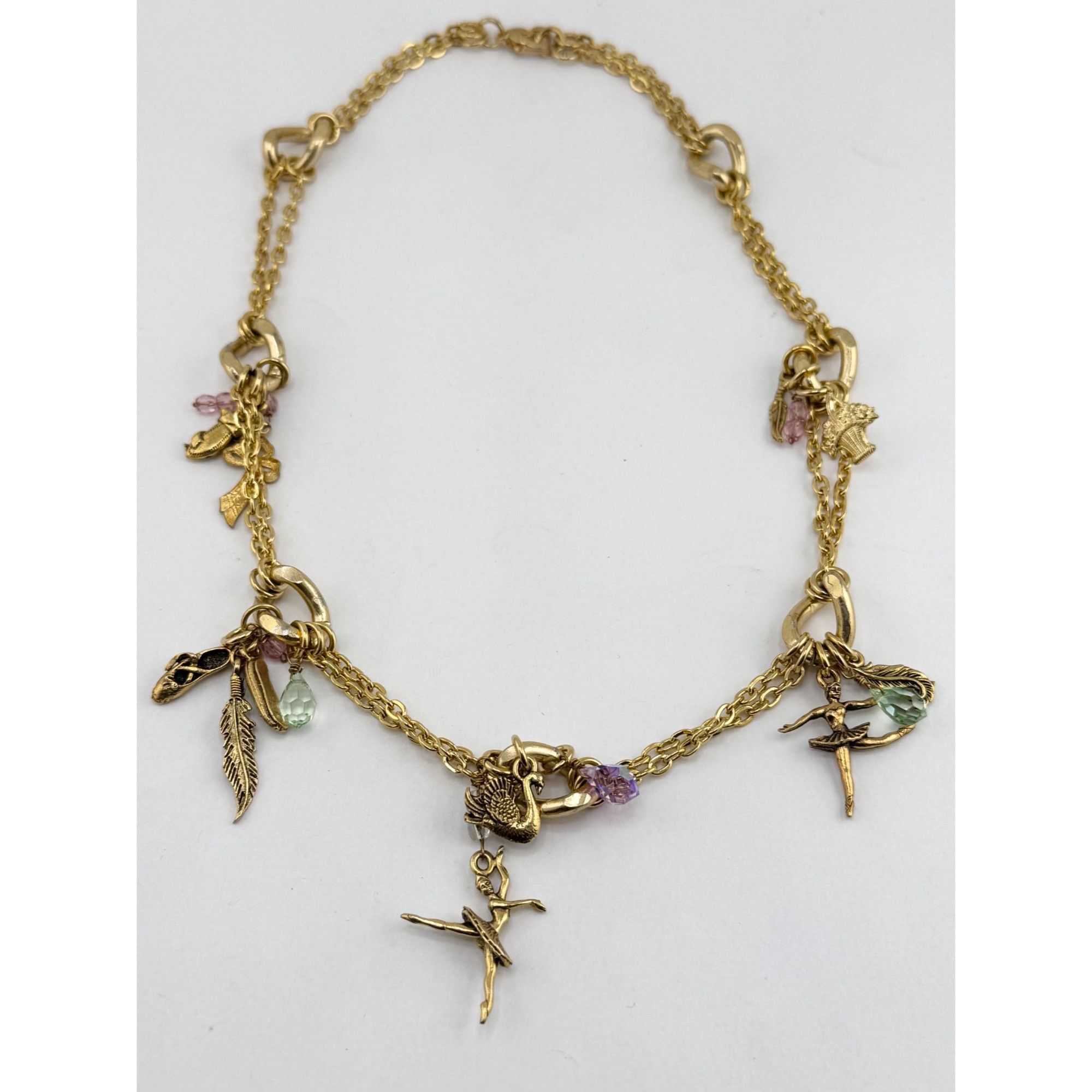Vintage Vintage crystal charm necklace Ballerina, Feather, Shoes, Fl Size ONE SIZE - 2 Thumbnail