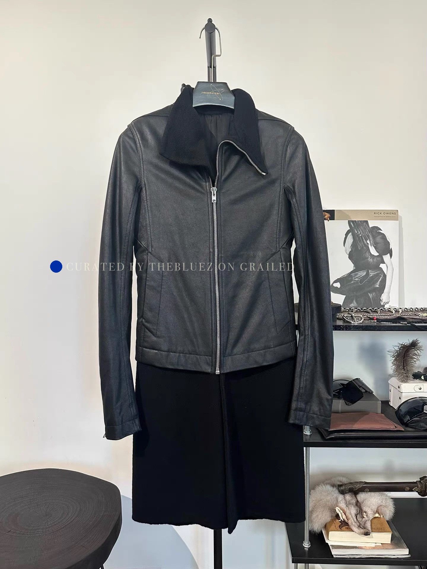 Rick Owens Black Leather Jacket with Zip Front and Collar, Size S Size US S / EU 44-46 / 1 - 1 Thumbnail