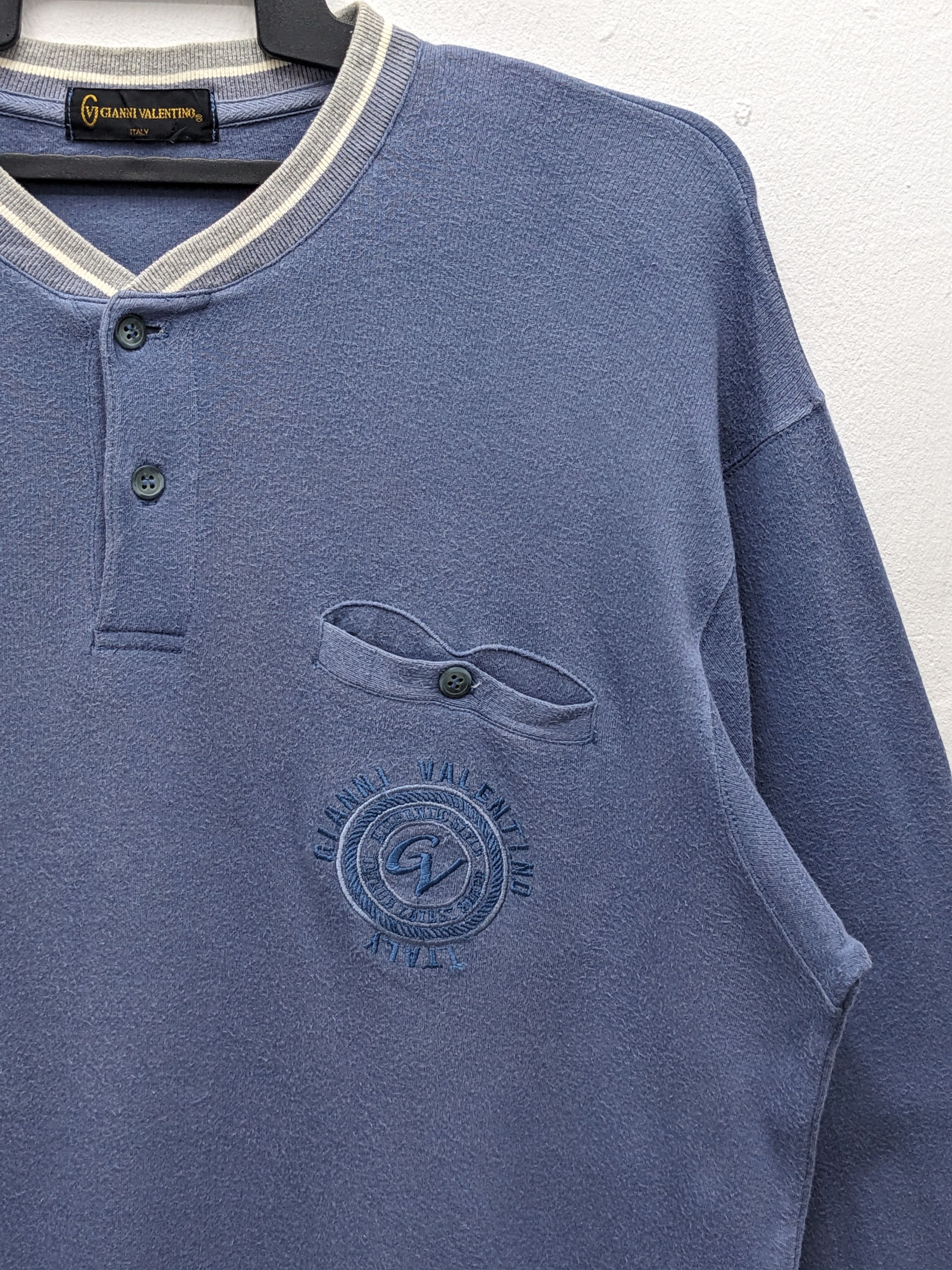 Gianni Valentino Vintage Gianni Valentino Henley Pullover Pocket Sweatshirt Size US L / EU 52-54 / 3 - 3 Thumbnail