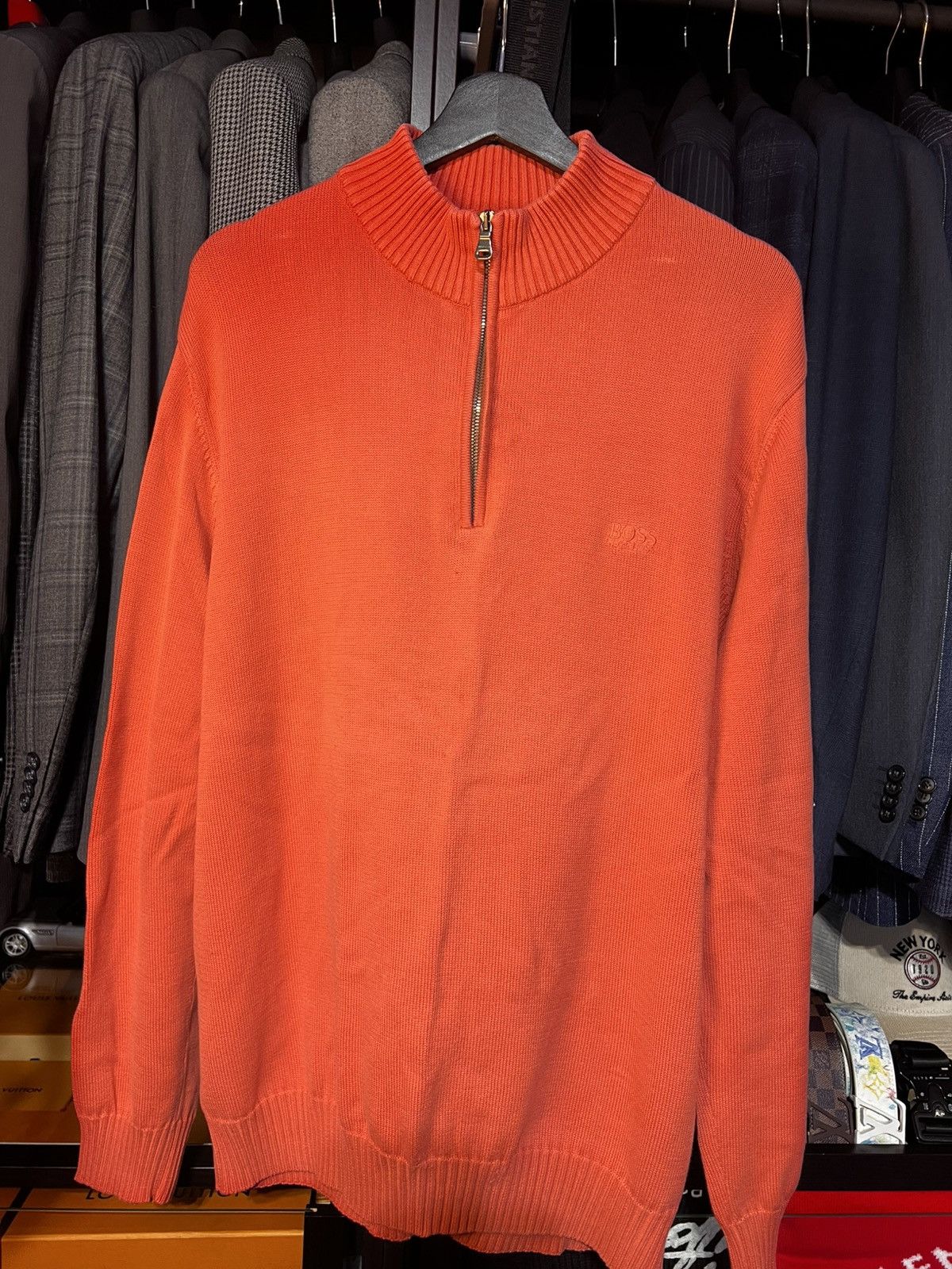 Hugo Boss Hugo Boss 1/4 Zip Sweater - Salmon. Size L Size US L / EU 52-54 / 3 - 1 Thumbnail