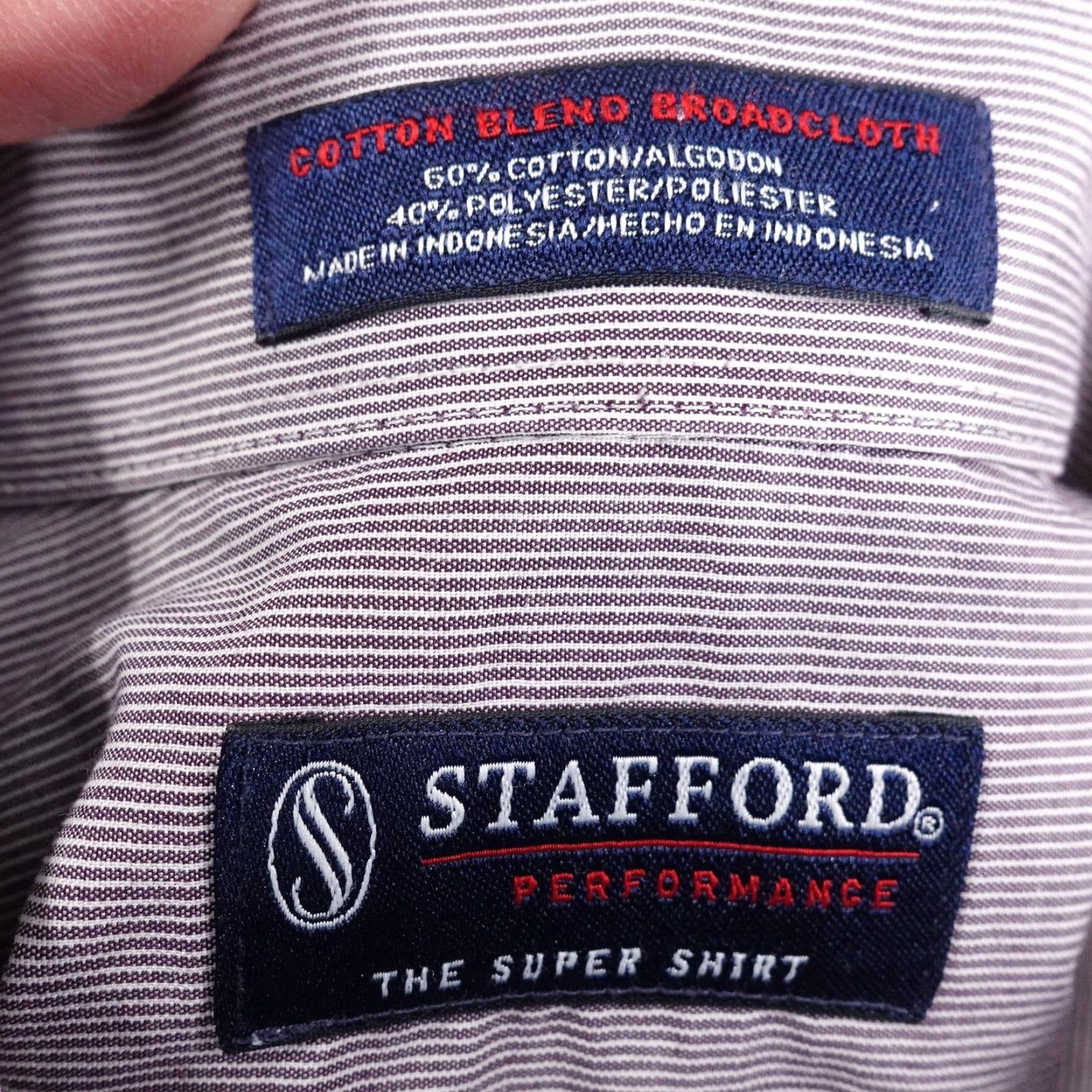 Stafford Stafford Performance Dress Shirt 16 34/35 Stripe Broadcloth Classic Fit Men Shirt Size 42R - 7 Thumbnail