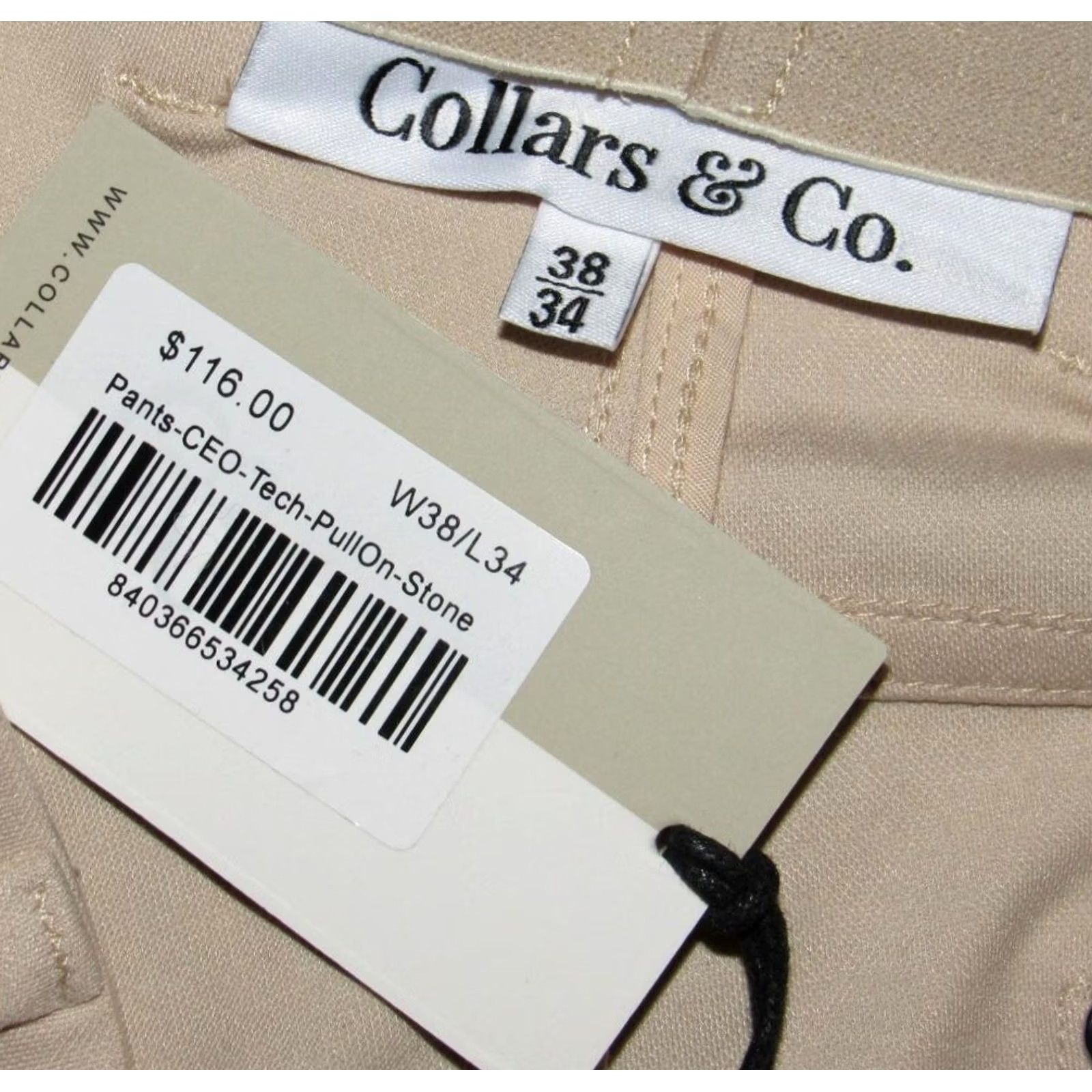 CO COLLARS & CO Stone CEO Tech Pull On Pants 38 x 34 NWT Mens Chino Stone 38x34 Size US 38 / EU 54 - 5 Thumbnail