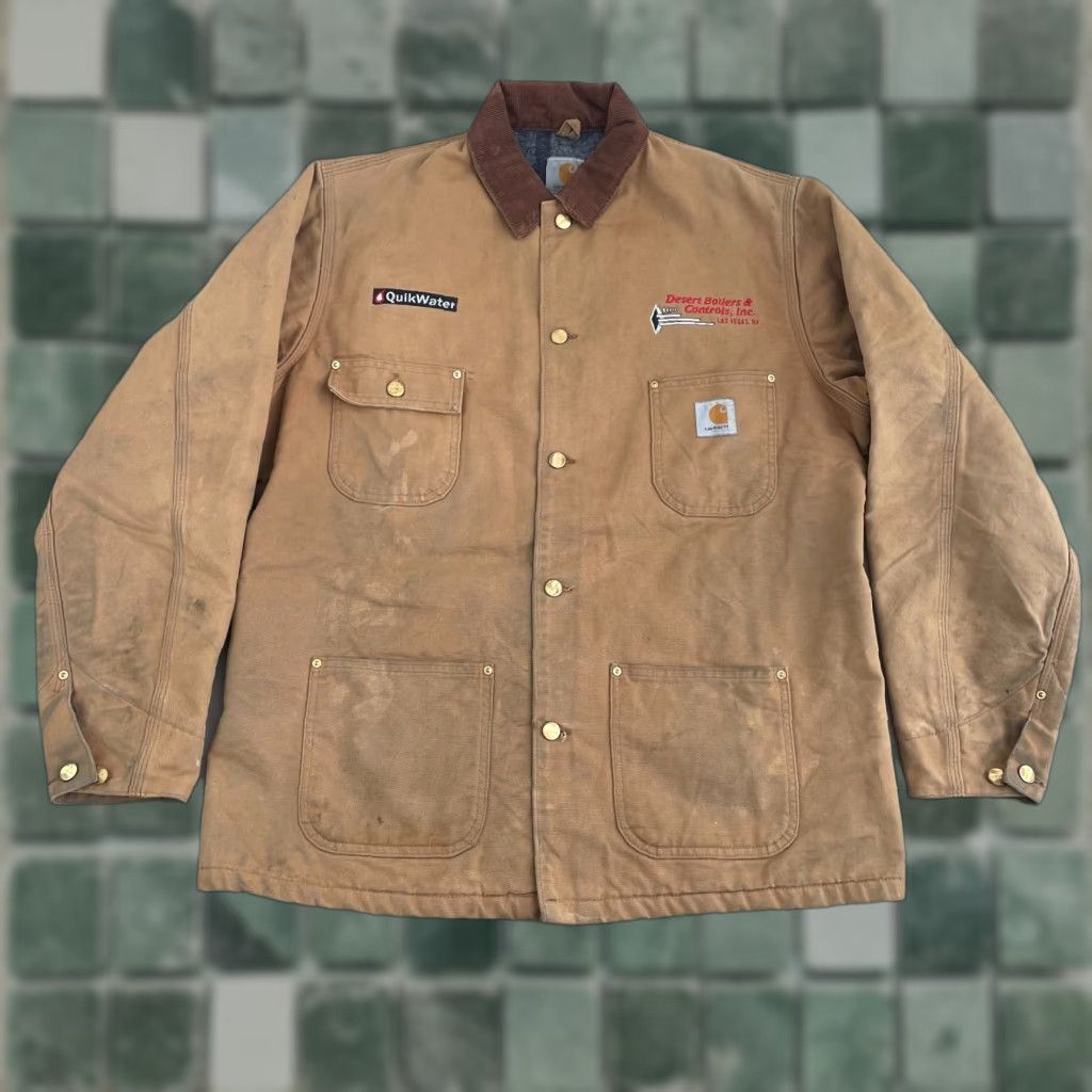 Carhartt VINTAGE Carhartt Chore C01 Jacket Mens 44 Tall Beige Lined USA Barn Duck Work Jacket Size US S / EU 44-46 / 1 - 1 Thumbnail