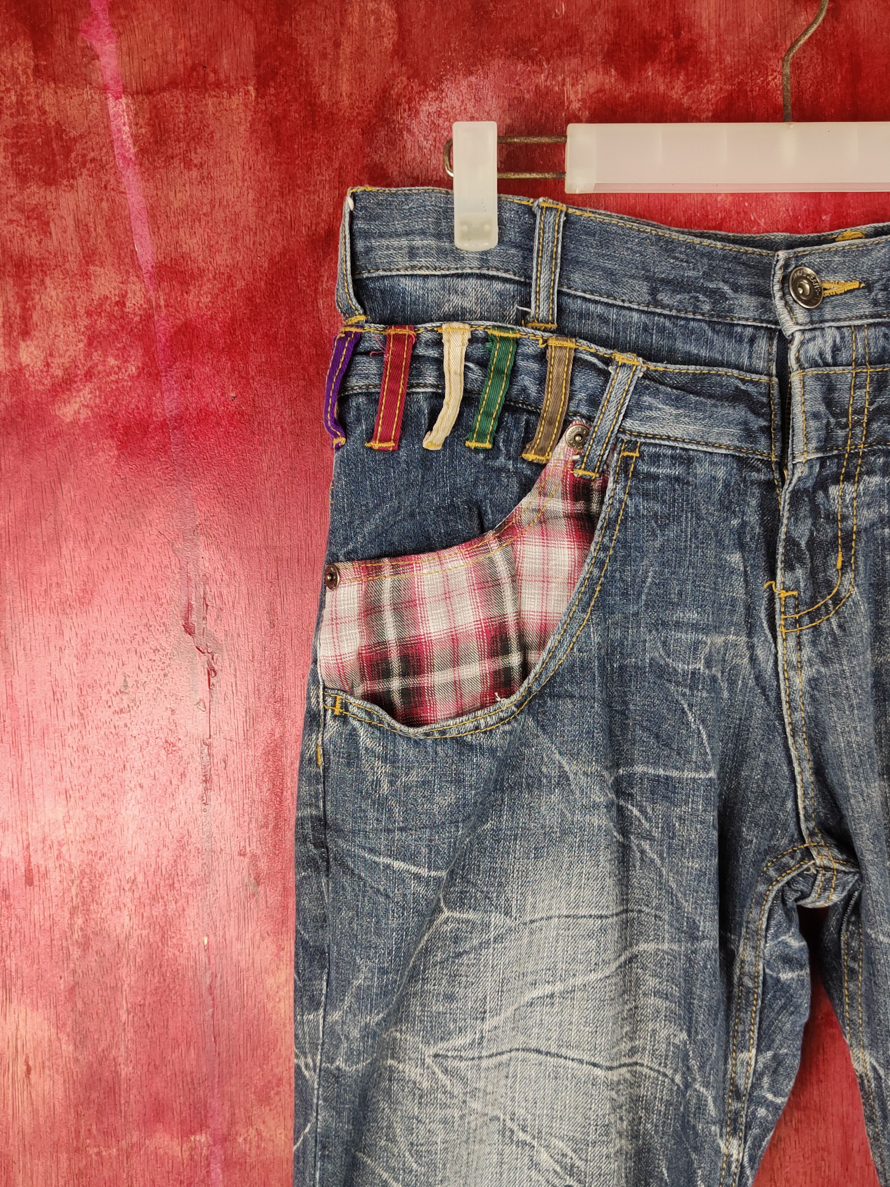 Japanese Brand Nylaus double waist Dark Blue cropped short Denim #S1519 Size US 33 - 5 Thumbnail