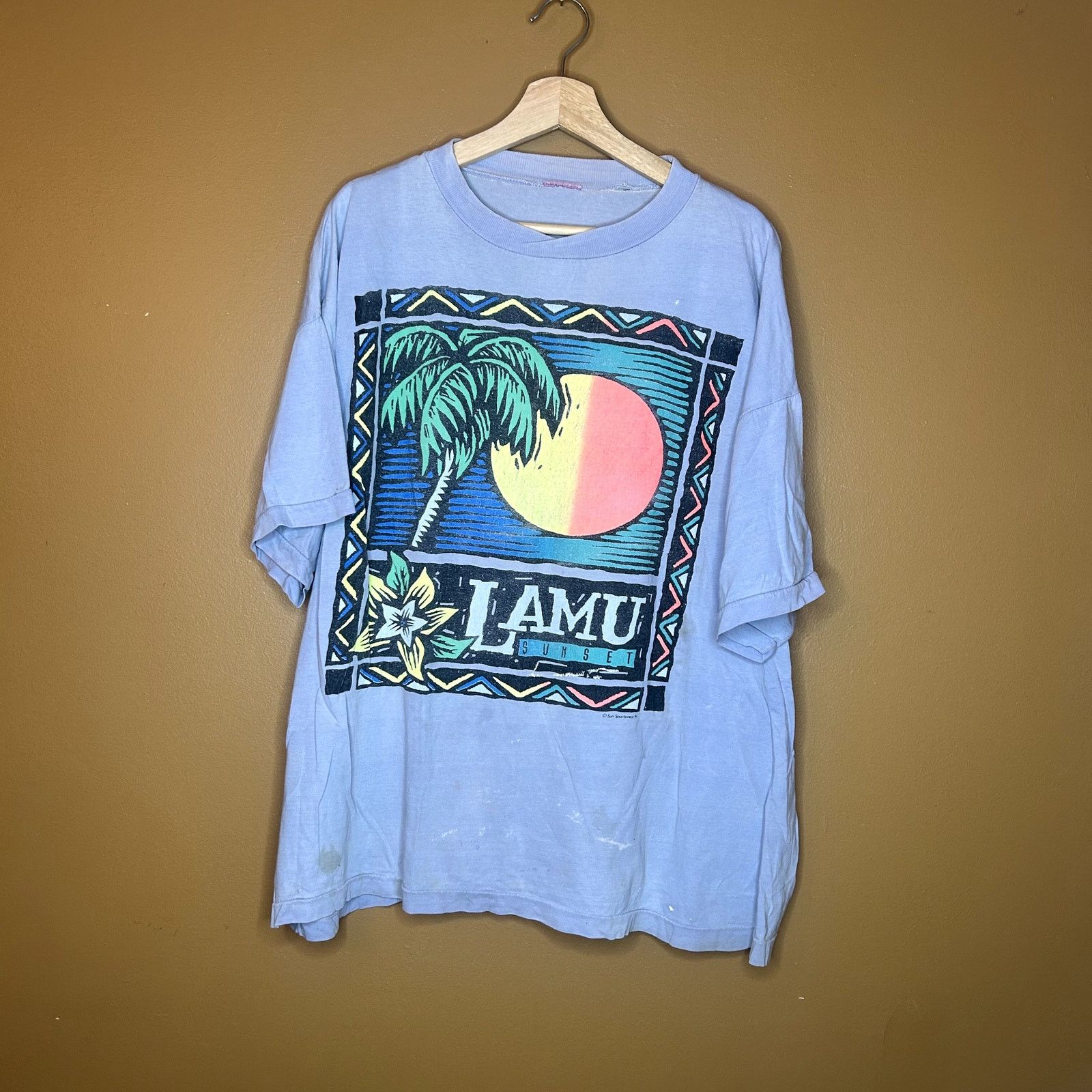 Vintage Vintage 90s Lamu Sunset T-Shirt Size US L / EU 52-54 / 3 - 2 Thumbnail