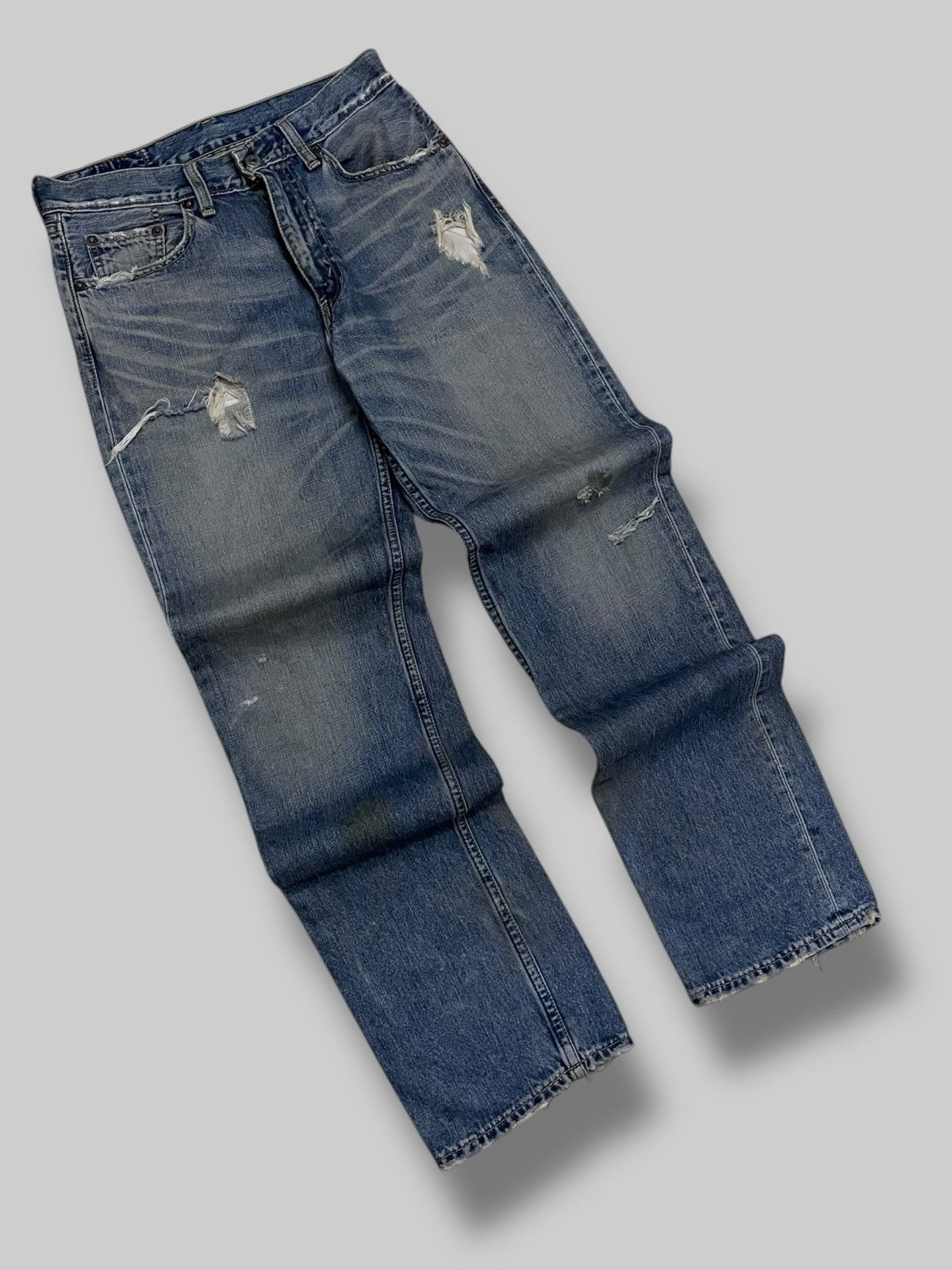 Levi's Vintage Clothing Vintage 1990s Designer Original Levis 502 Distressed Denim Size US 29 - 2 Thumbnail